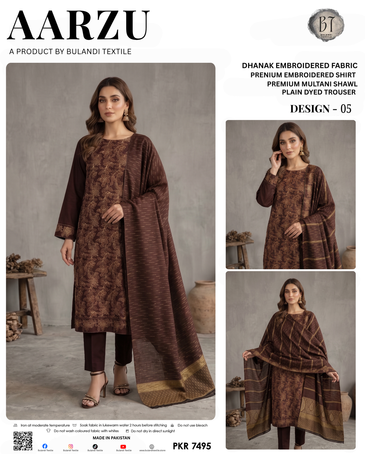 AARZU BY BULANDI EMBROIDERY 3-PIECE