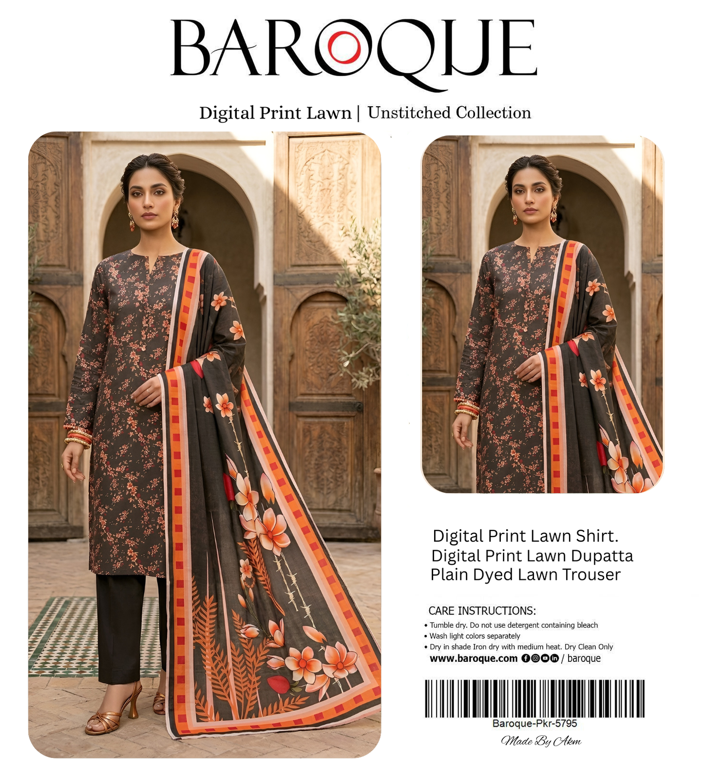 BAROQUE LAWN THREE PIECE