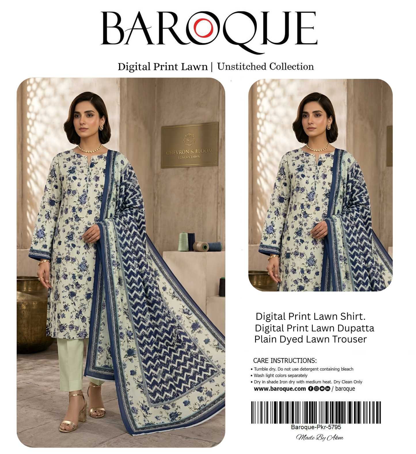 BAROQUE LAWN THREE PIECE