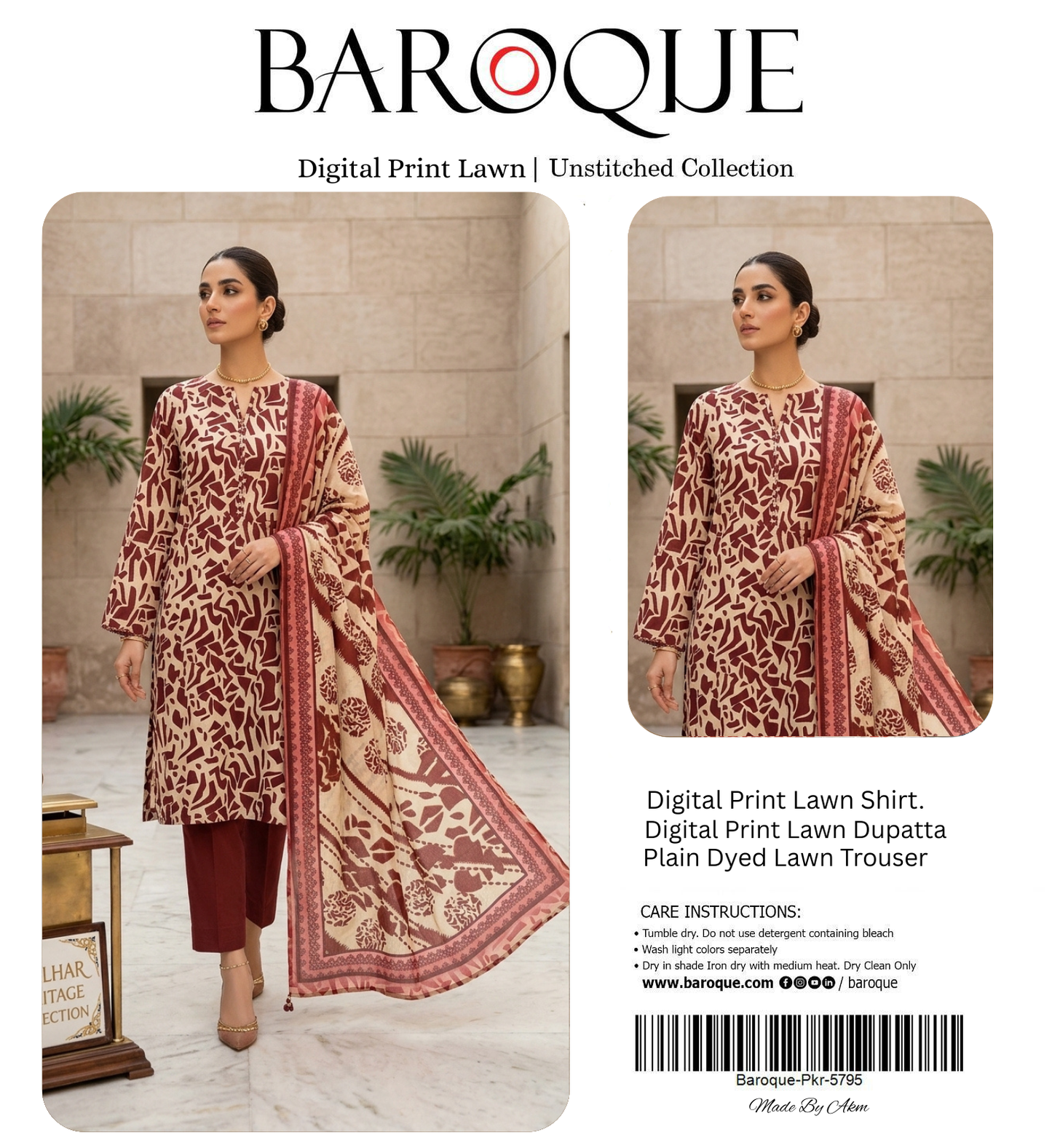 BAROQUE LAWN THREE PIECE