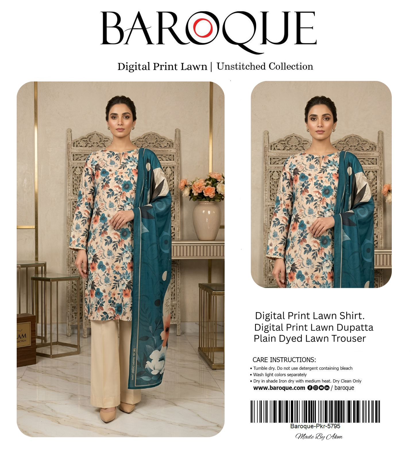 BAROQUE LAWN THREE PIECE