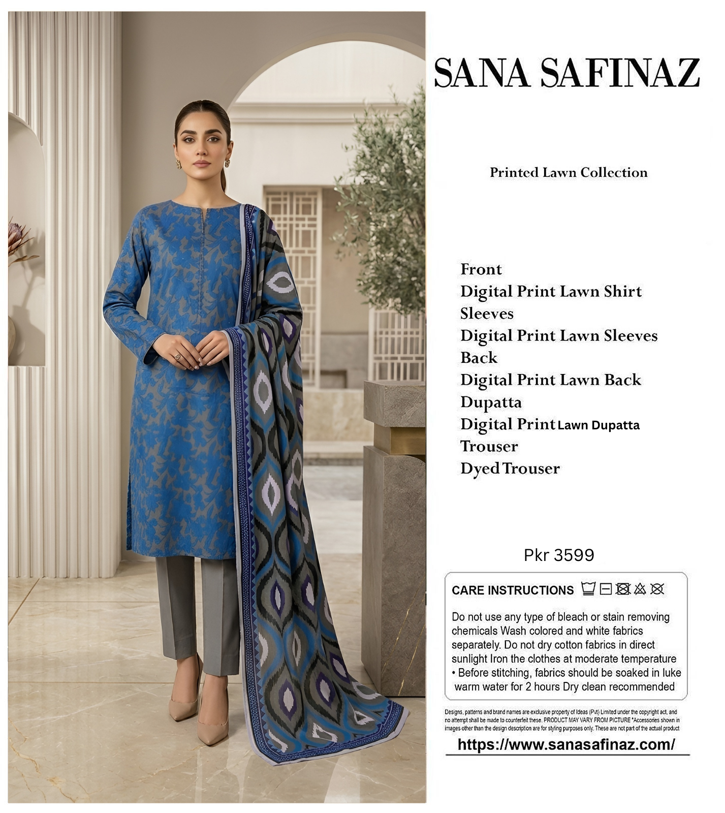 SANA SAFINA LAWN THREE PIECE