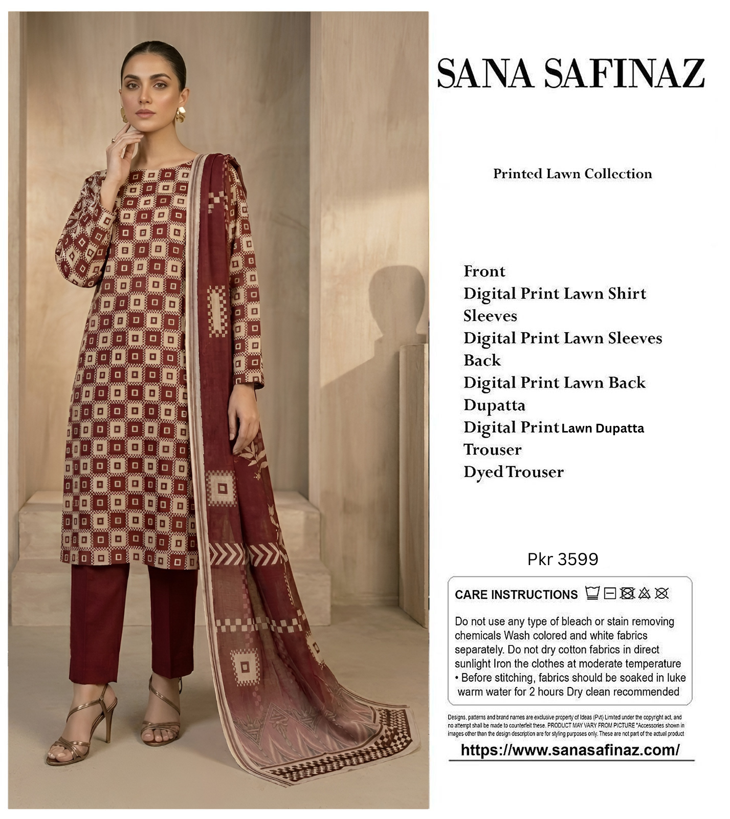 SANA SAFINA LAWN THREE PIECE