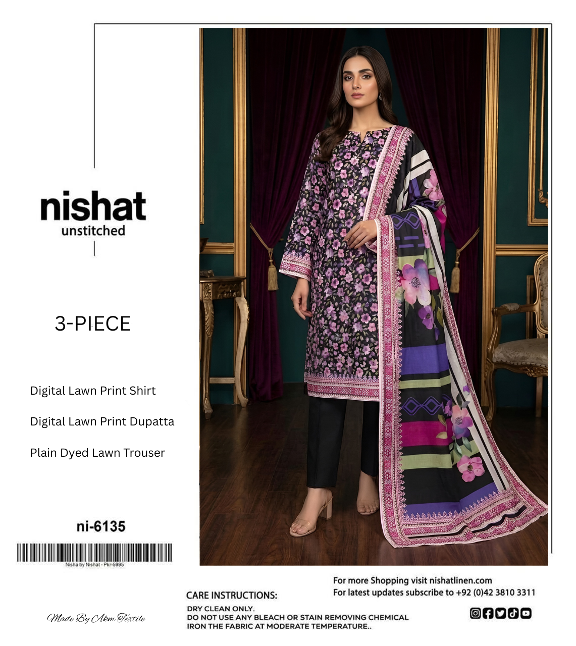 NISHAT LAWN THREE PIECE
