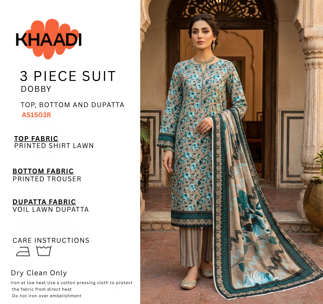 KHAADI LAWN THREE PIECE
