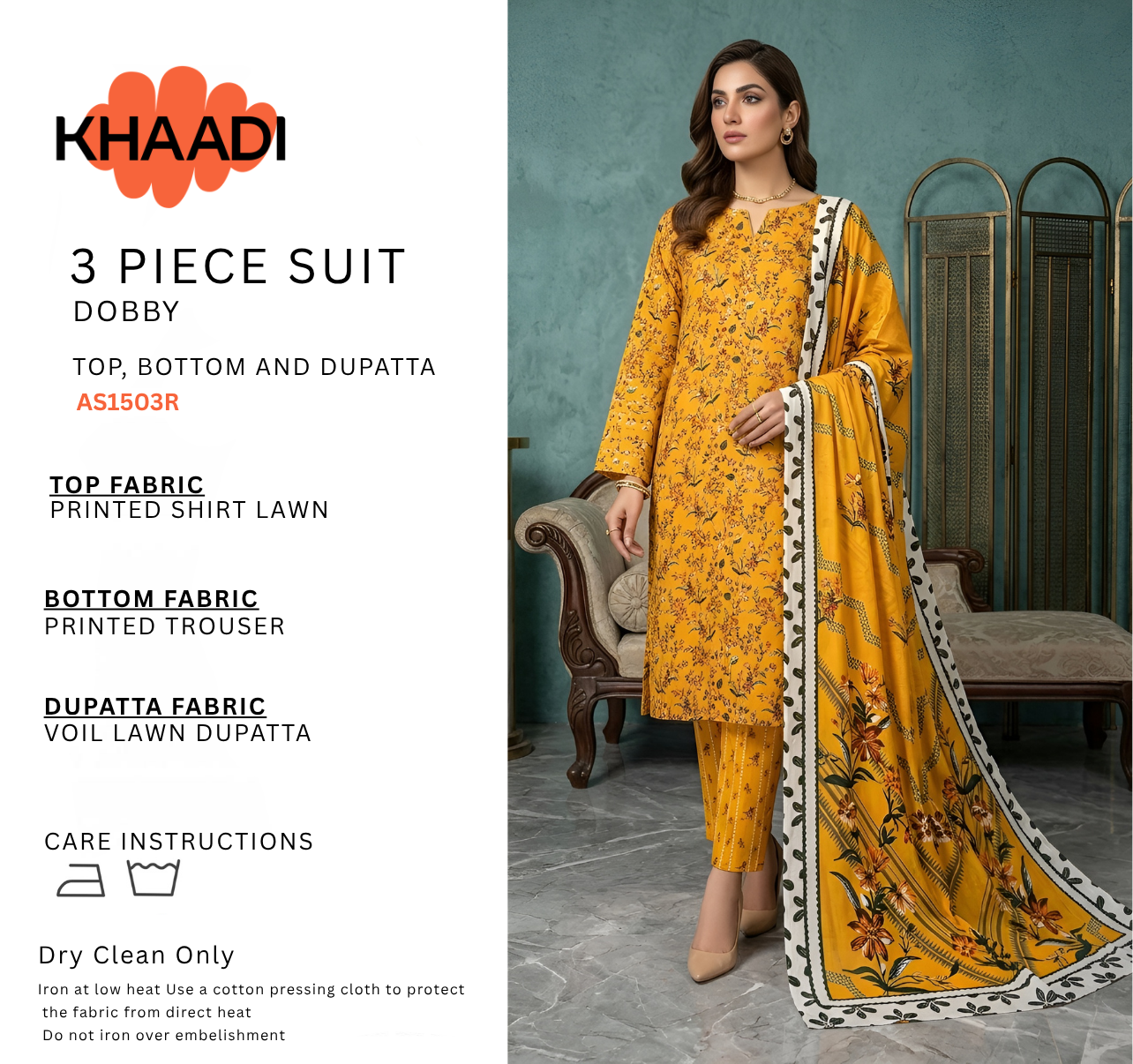 KHAADI LAWN THREE PIECE