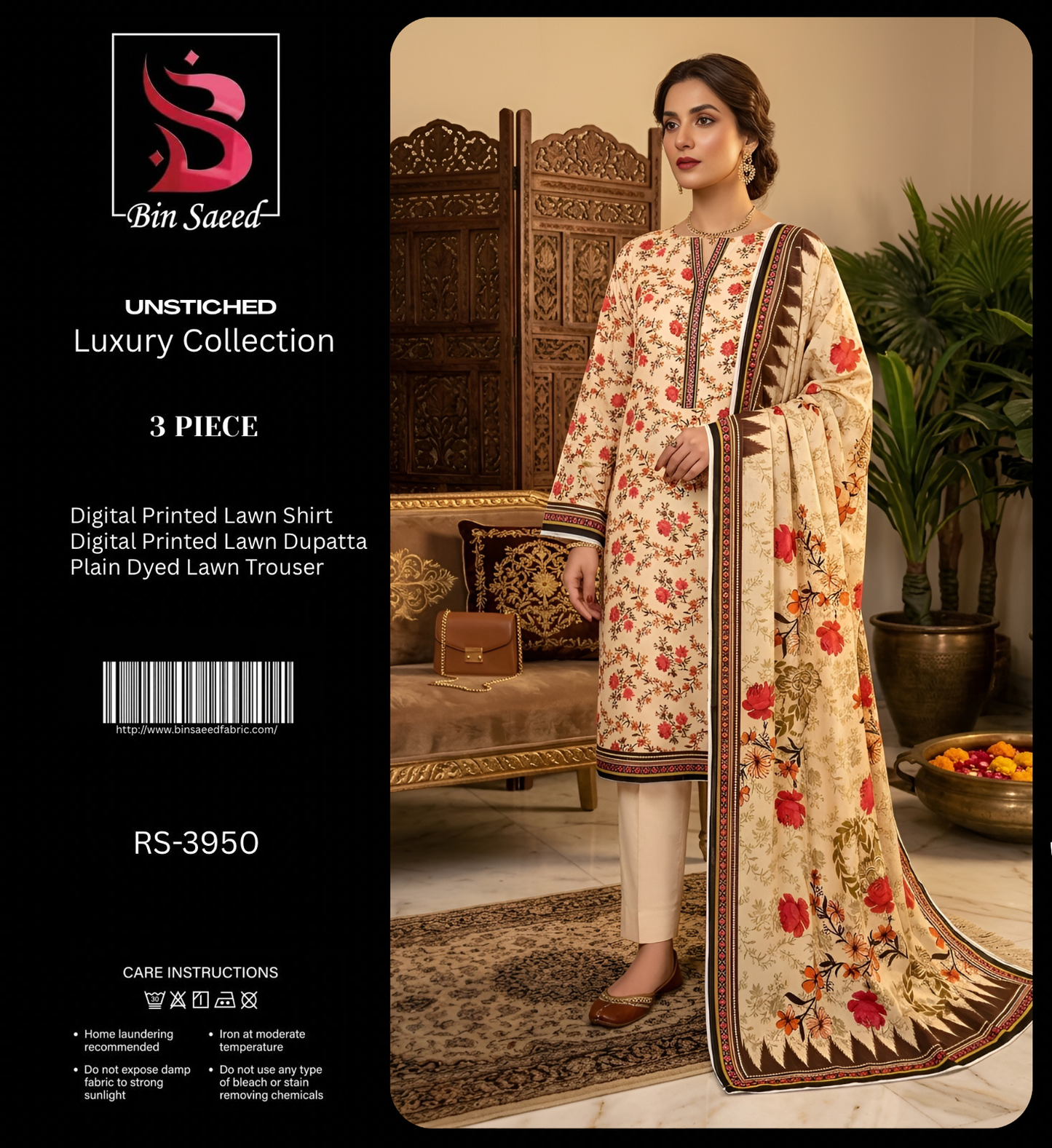 BIN SAEED LAWN THREE PIECE