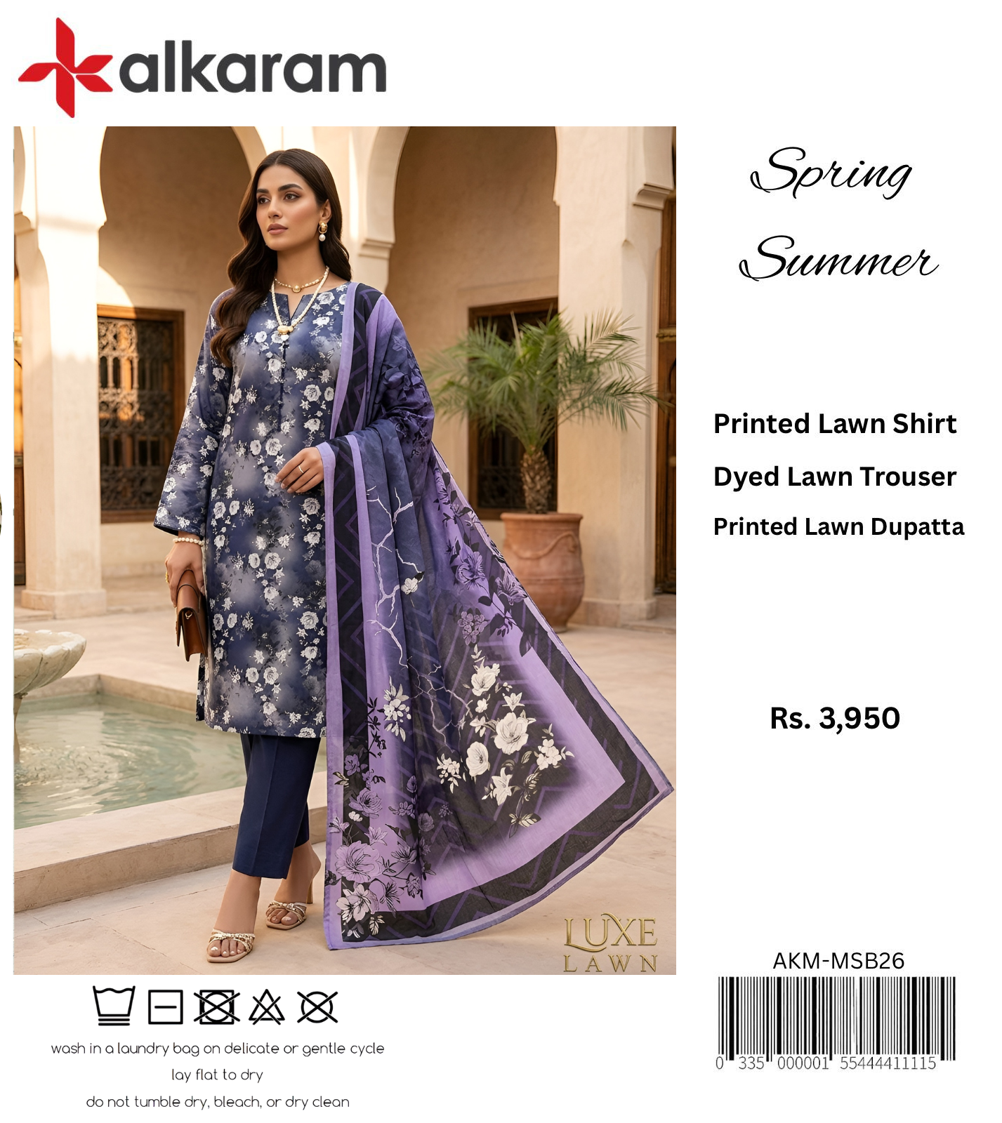 AL KARAM LAWN THREE PIECE