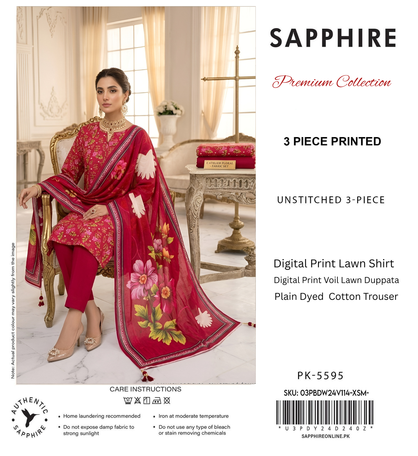 SAPPHIRE LAWN THREE PIECE