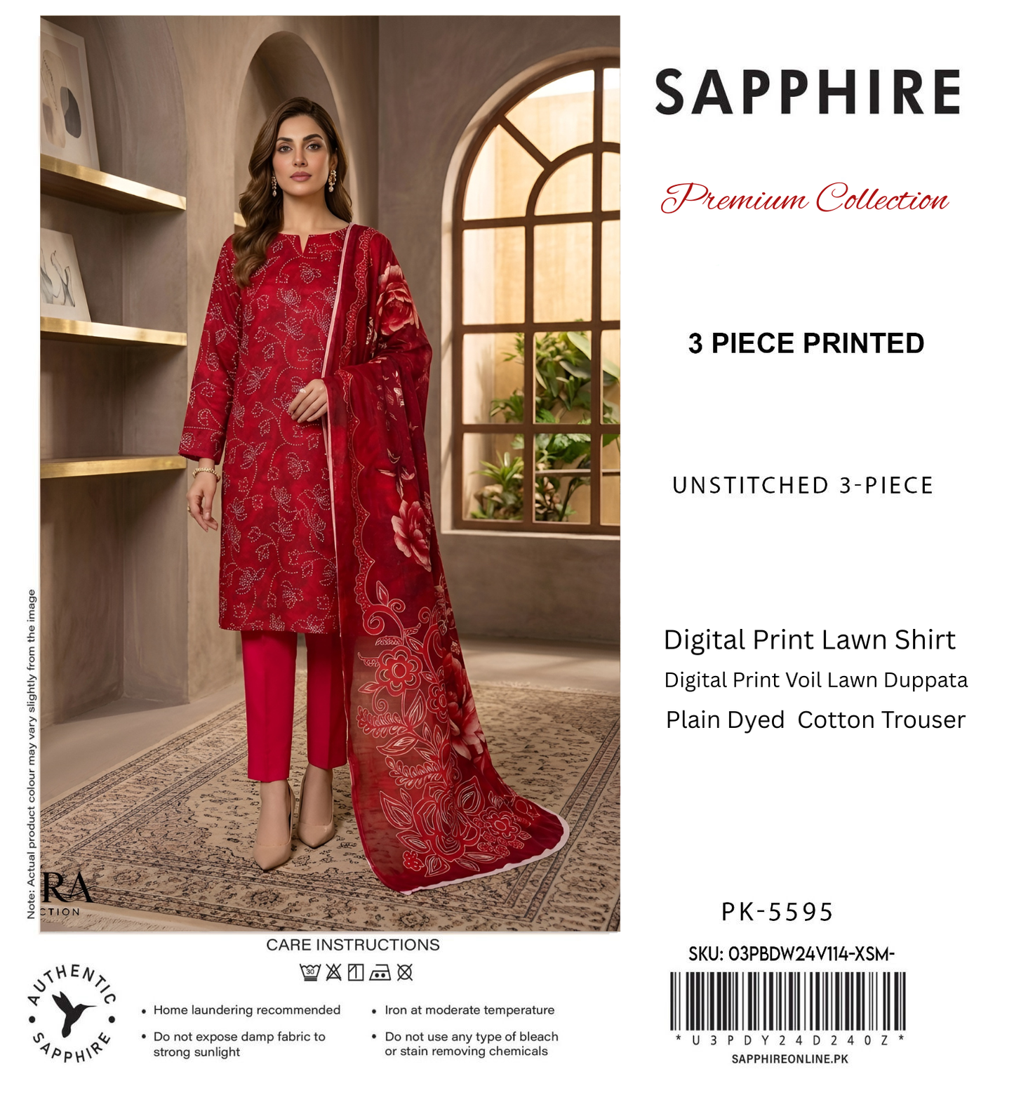 SAPPHIRE LAWN THREE PIECE
