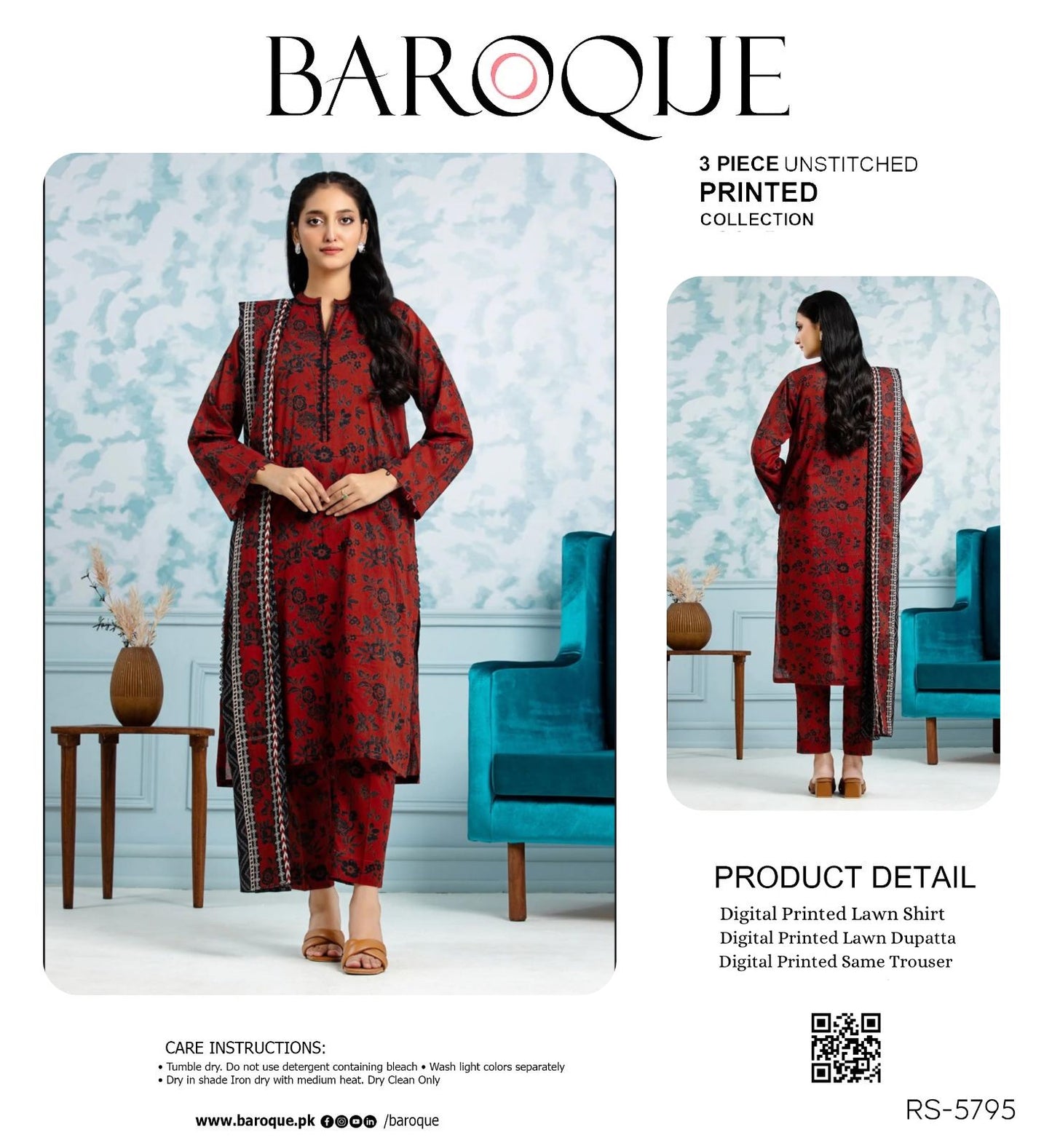 BAROQUE LAWN THREE PIECE