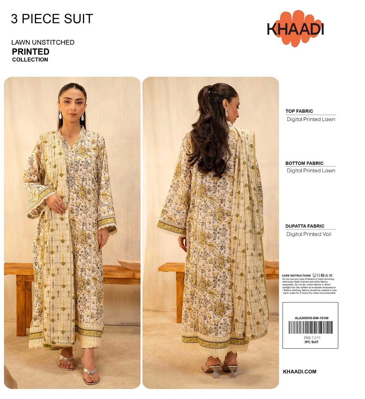 KHAADI LAWN THREE PIECE