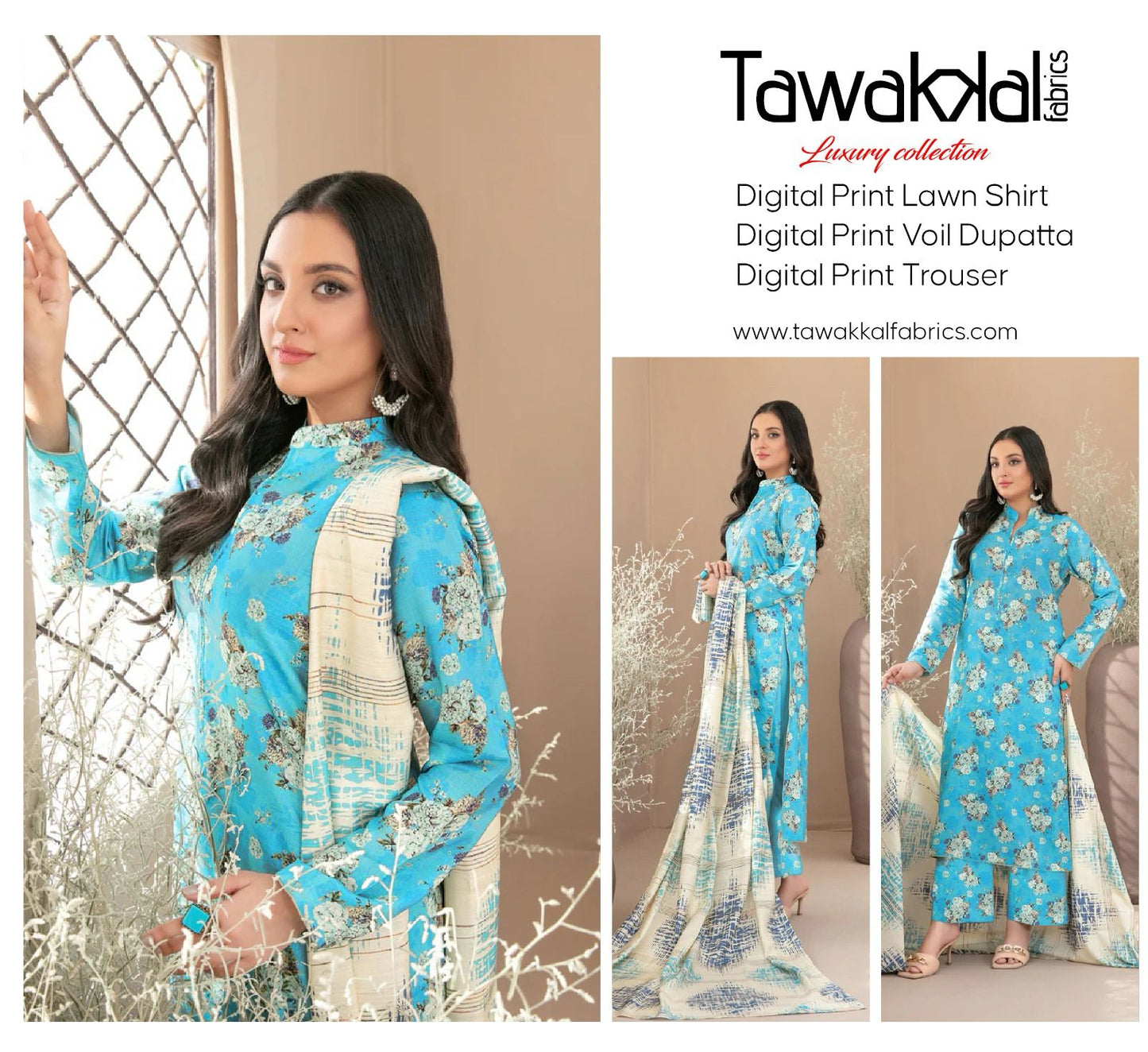 TAWAKAL DORYA LAWN THREE PIECE