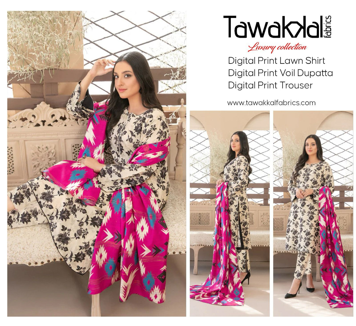 TAWAKAL DORYA LAWN THREE PIECE