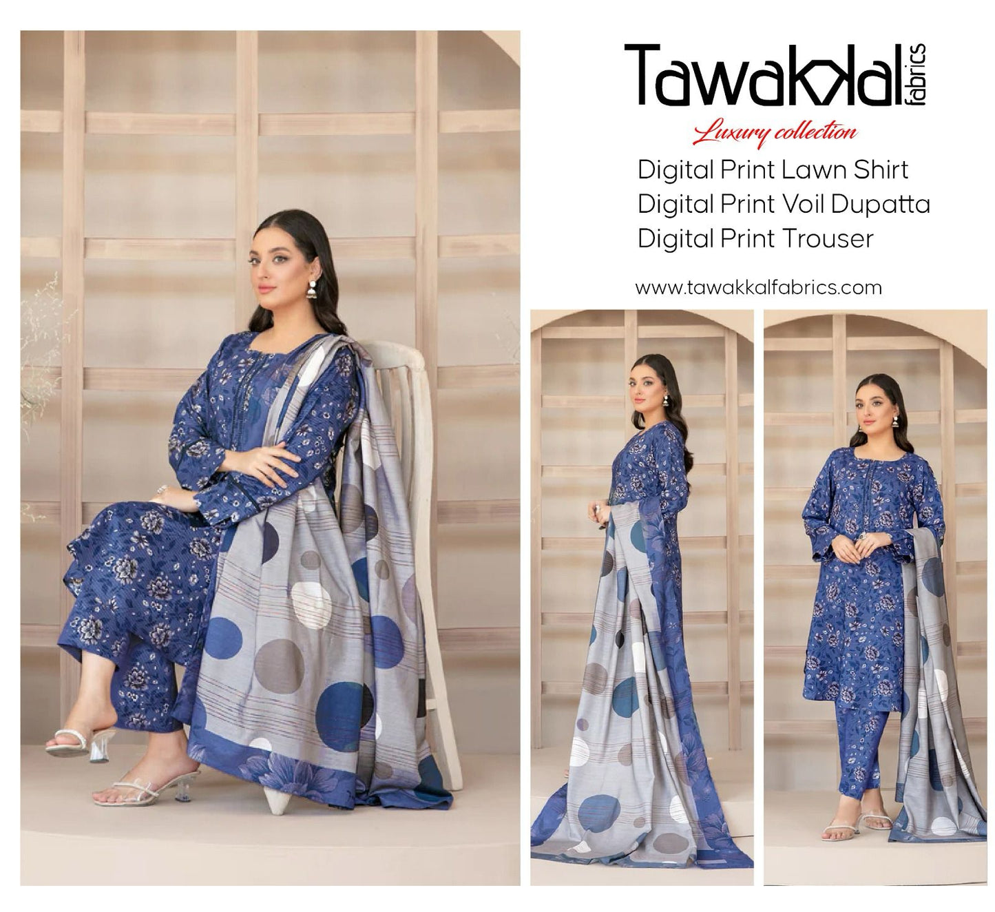 TAWAKAL DORYA LAWN THREE PIECE