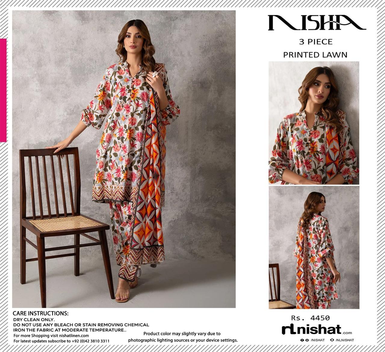 NISHAT LAWN THREE PIECE