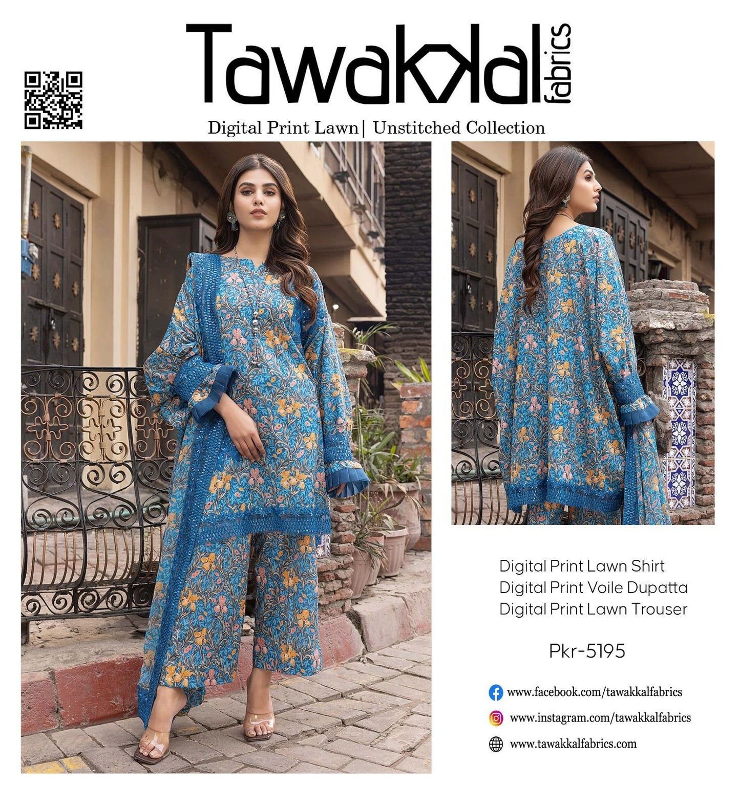 TAWAKAL LAWN THREE PIECE