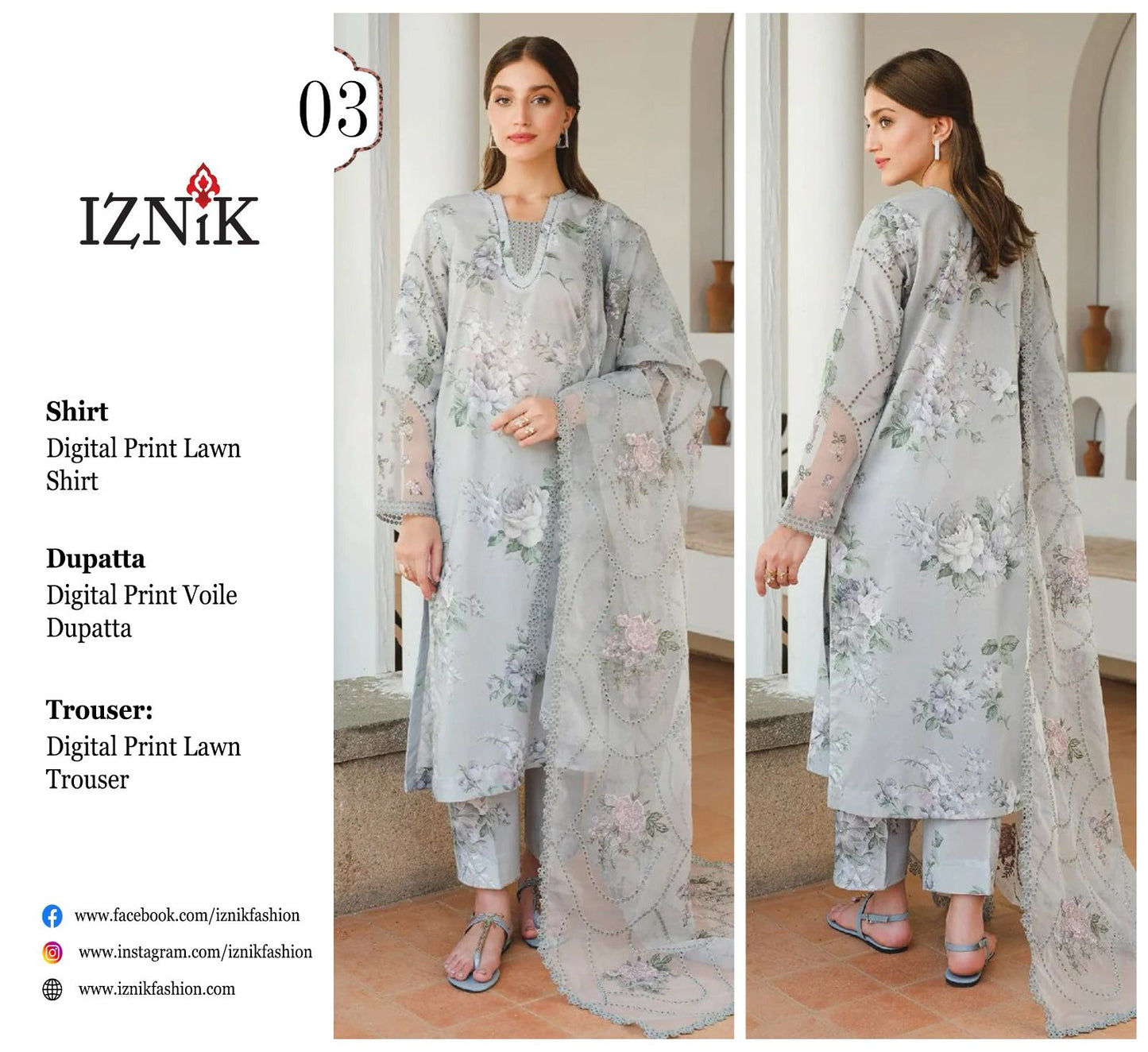 IZNIK LAWN THREE PIECE