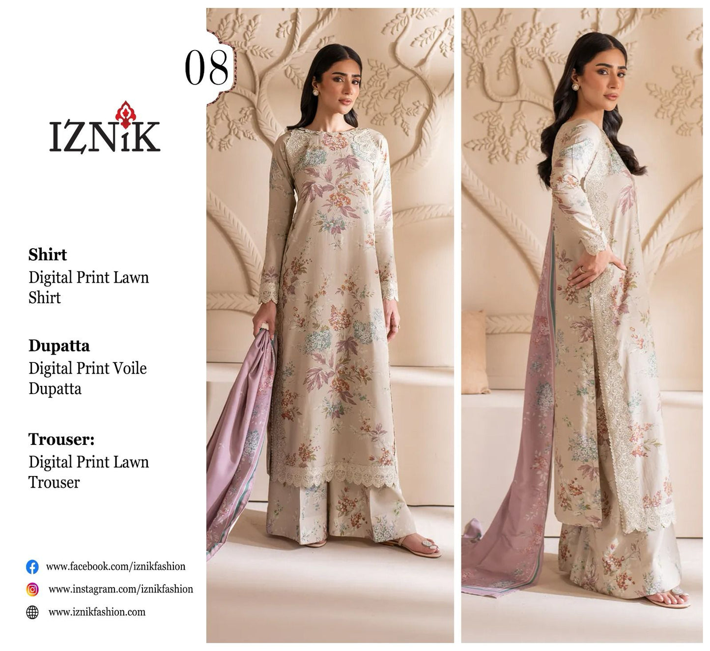 IZNIK LAWN THREE PIECE