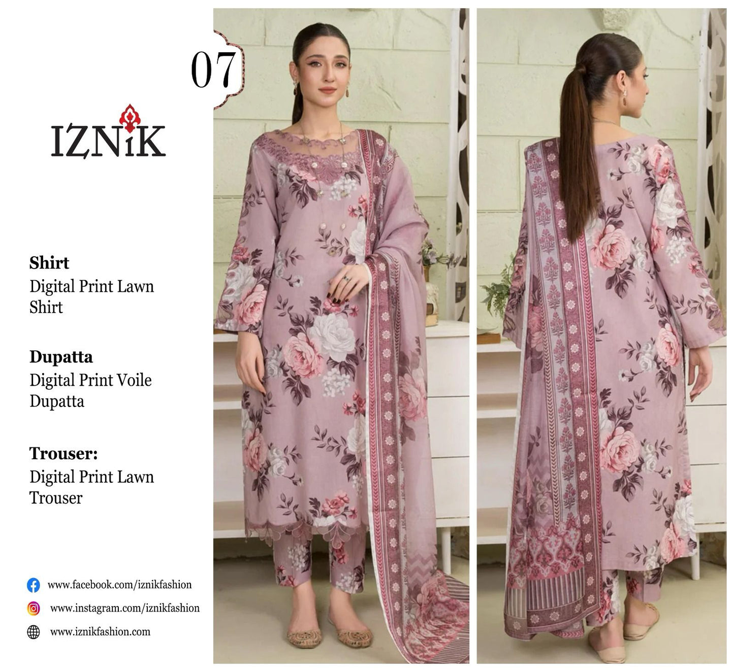 IZNIK LAWN THREE PIECE