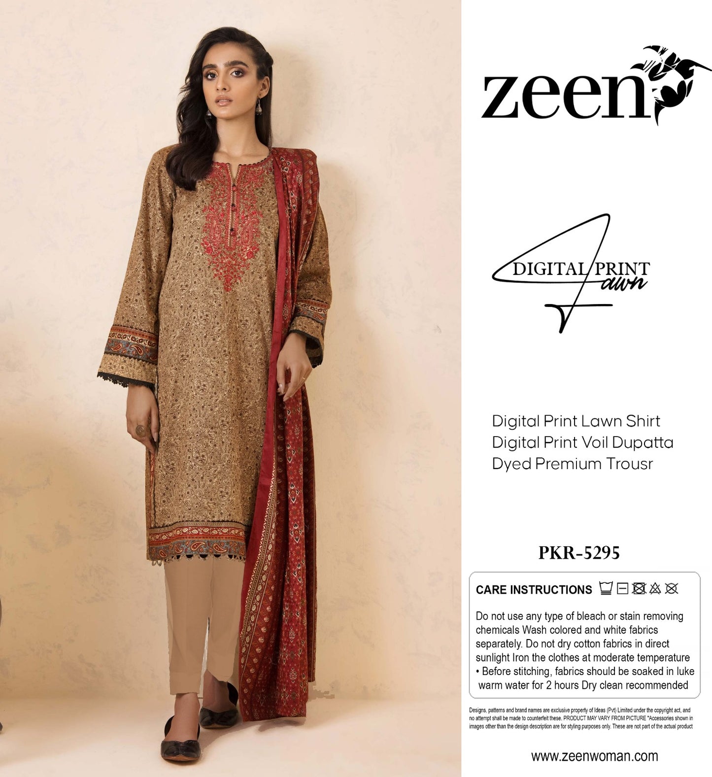ZEEN LAWN THREE PIECE
