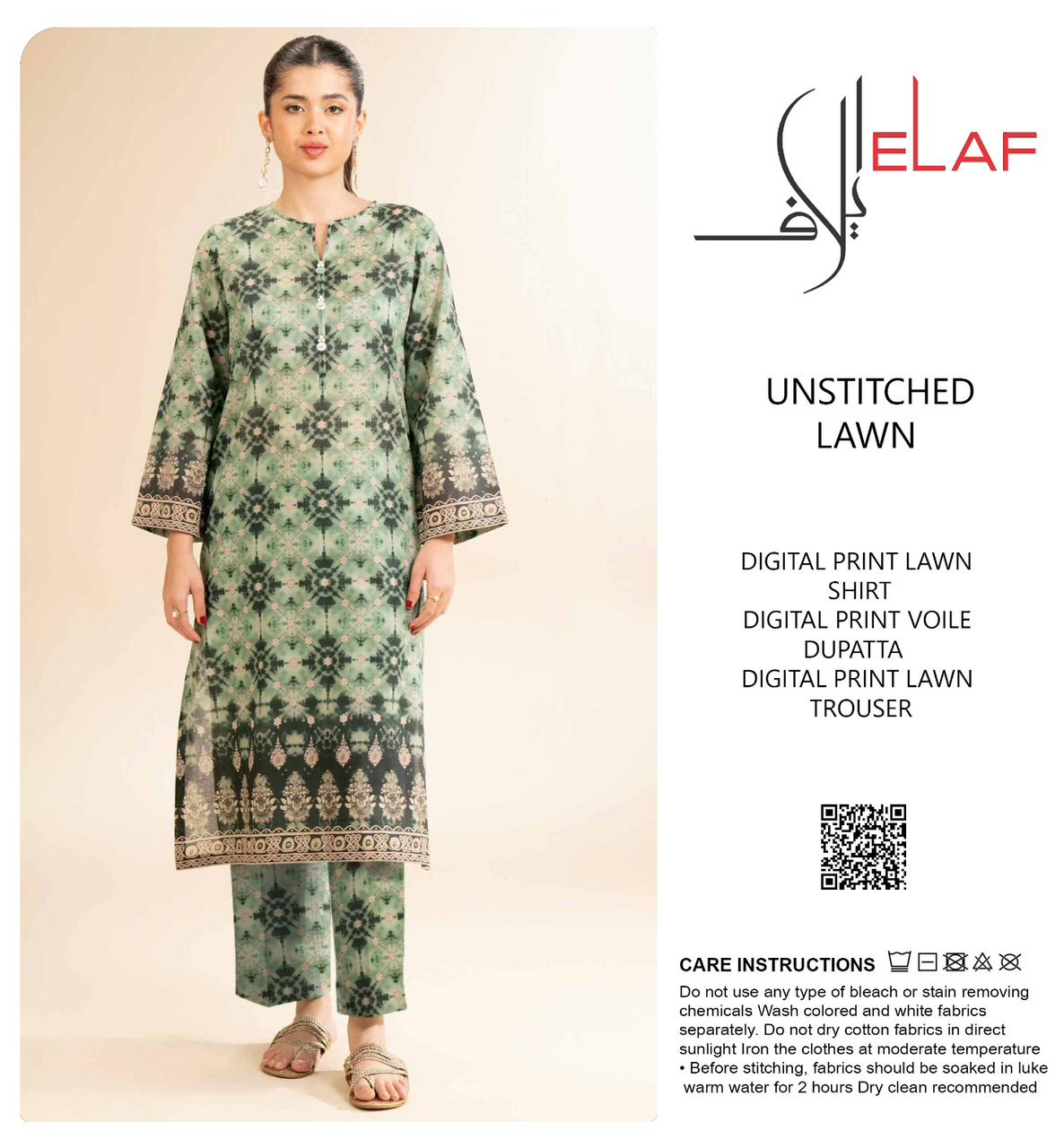 ELAF ALLOVER LAWN THREE PIECE