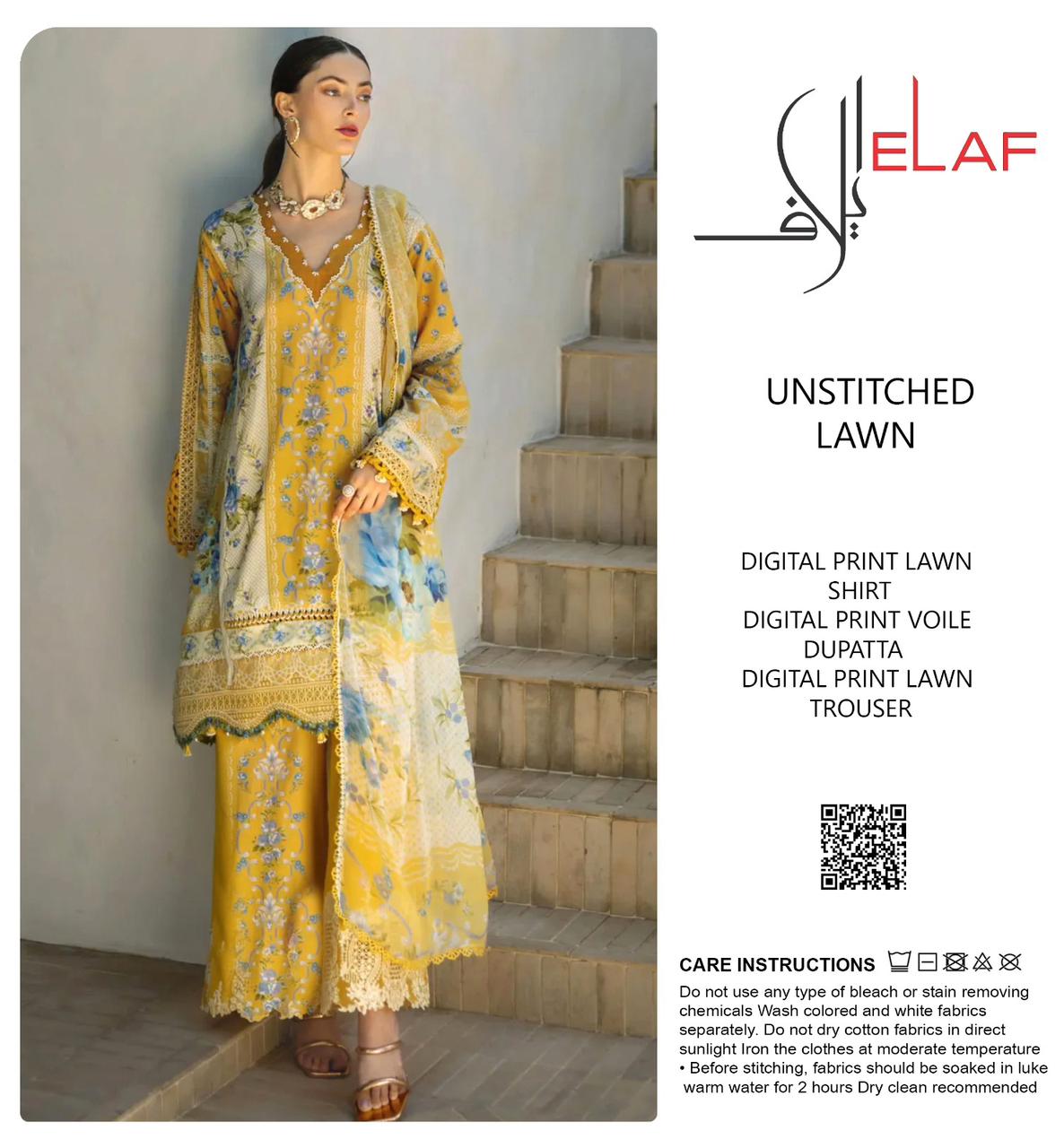 ELAF ALLOVER LAWN THREE PIECE