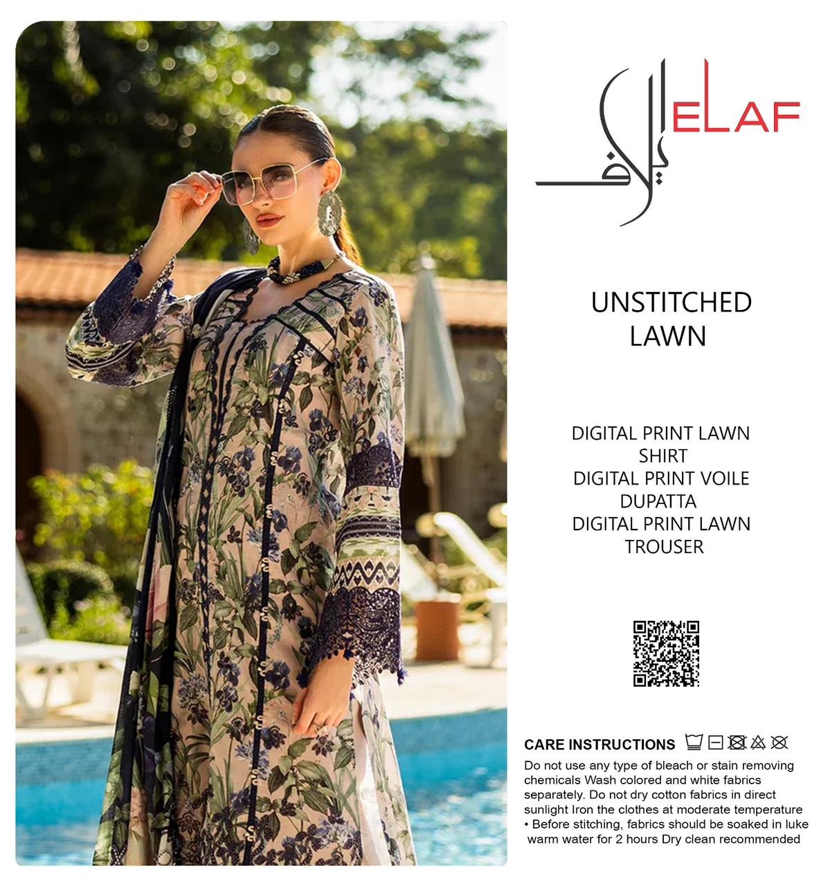 ELAF ALLOVER LAWN THREE PIECE