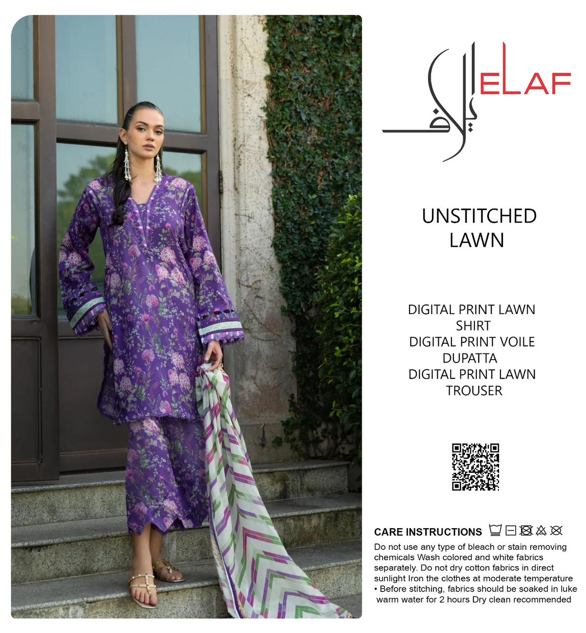 ELAF ALLOVER LAWN THREE PIECE