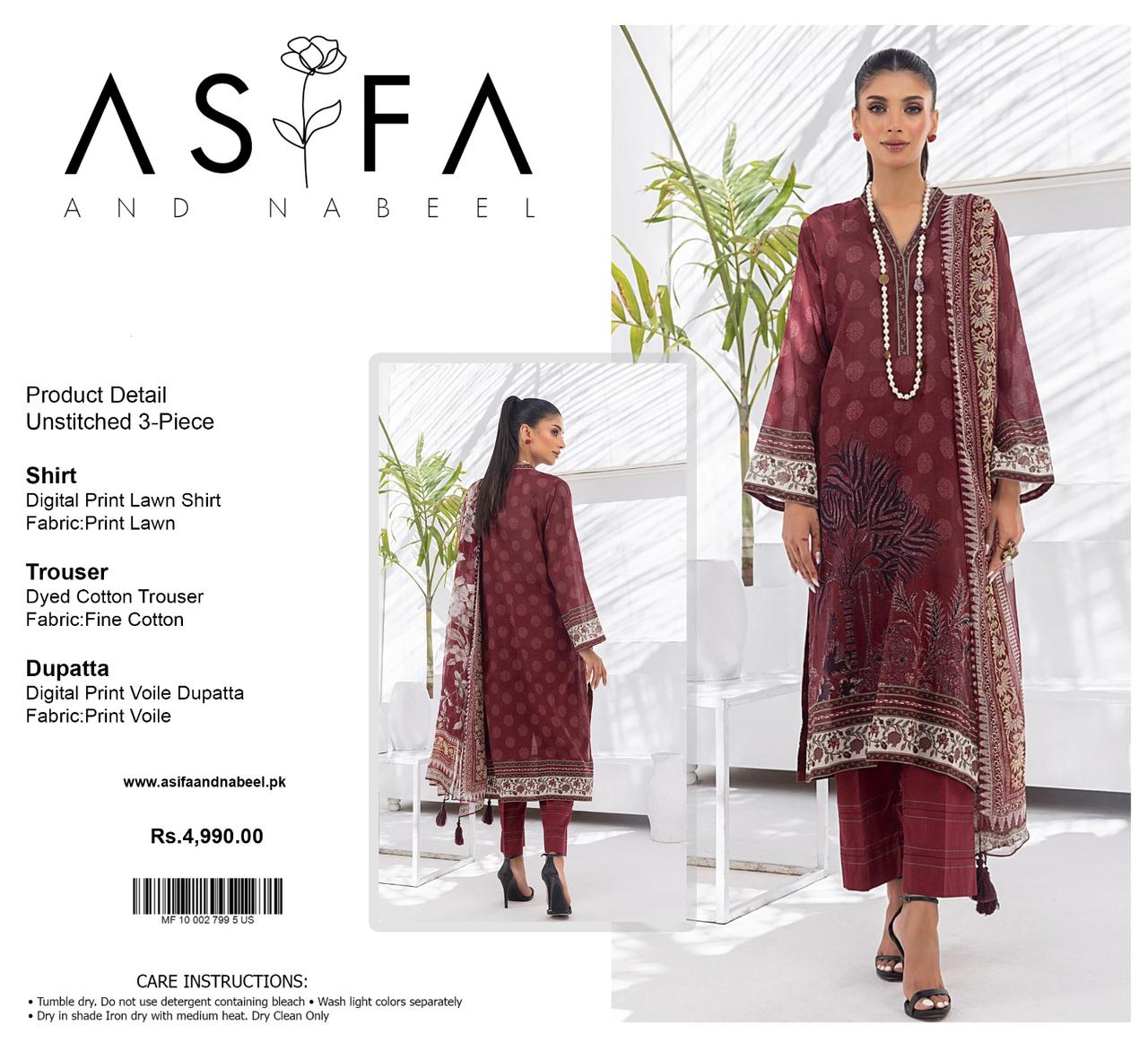 ASIFA & NABEEL LAWN THREE PIECE