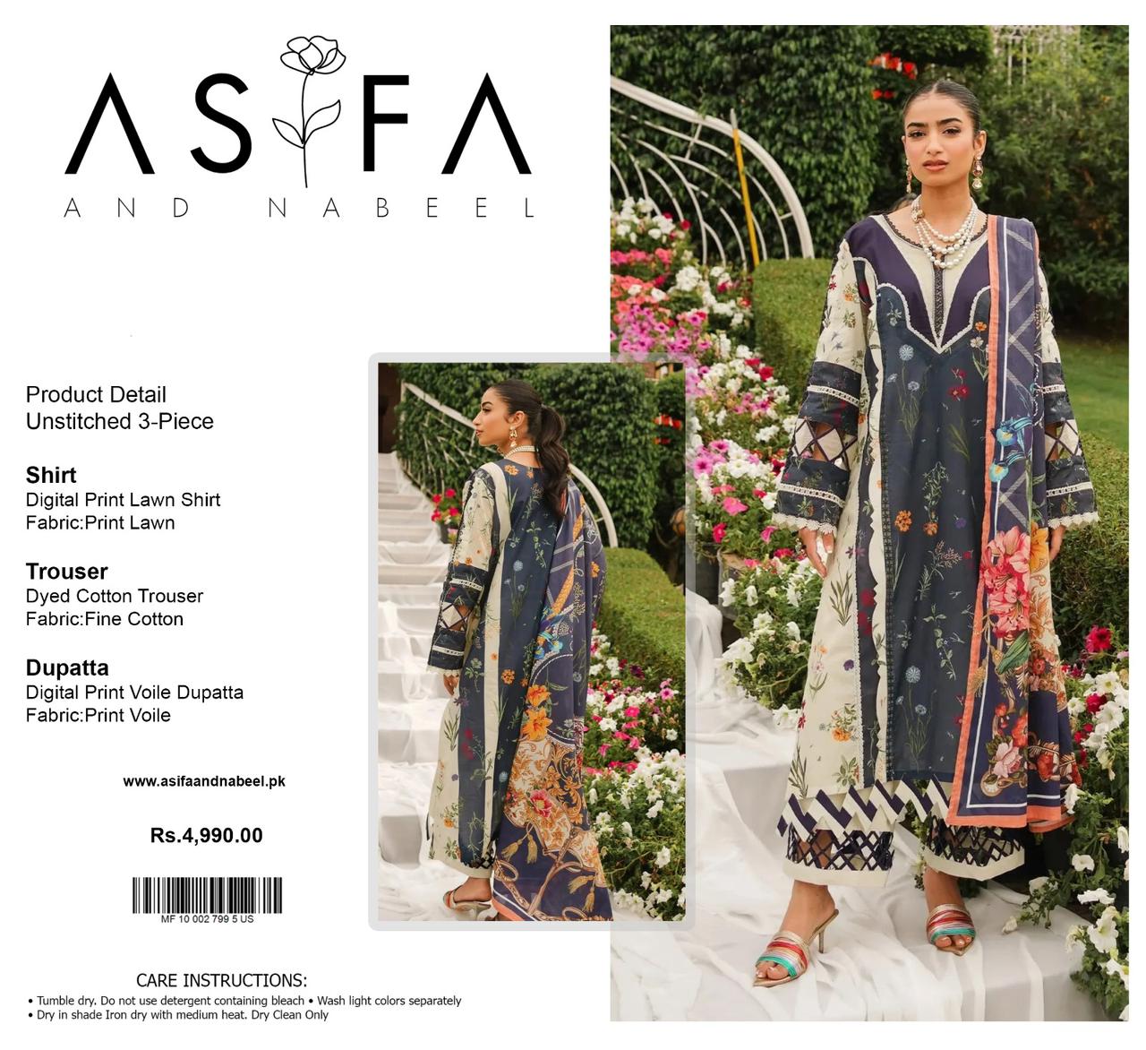 ASIFA & NABEEL LAWN THREE PIECE