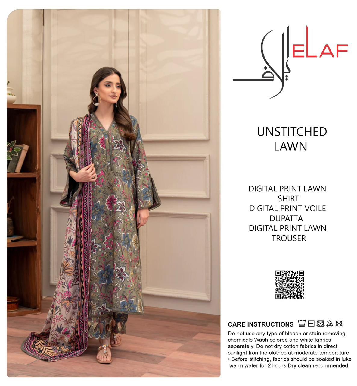 ELAF ALLOVER LAWN THREE PIECE