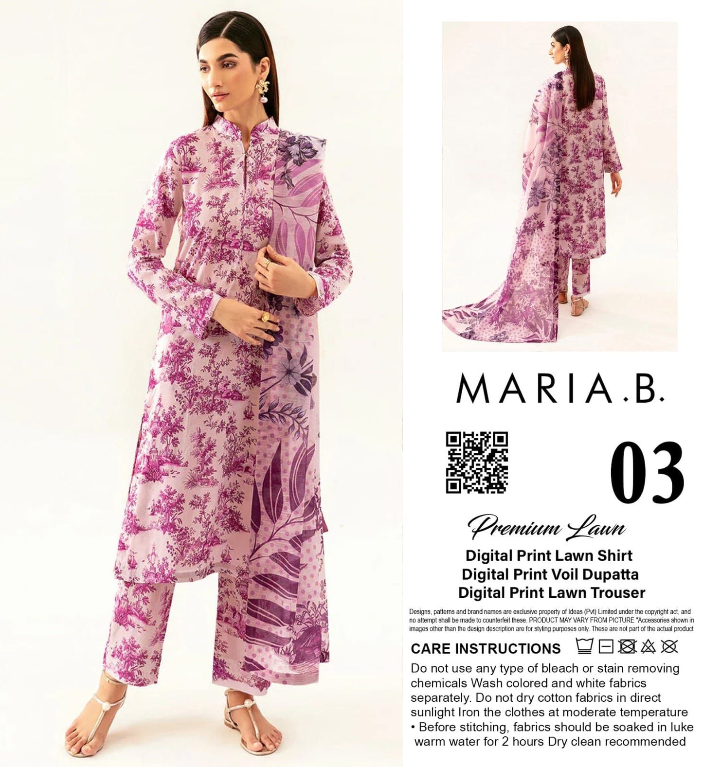 MARIA-B LAWN THREE PIECE