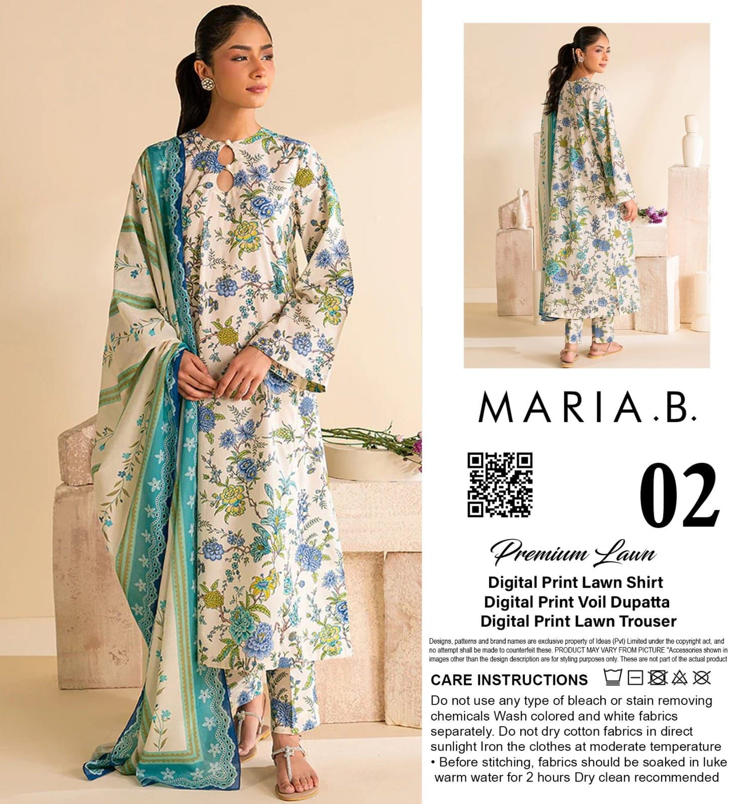 MARIA-B LAWN THREE PIECE