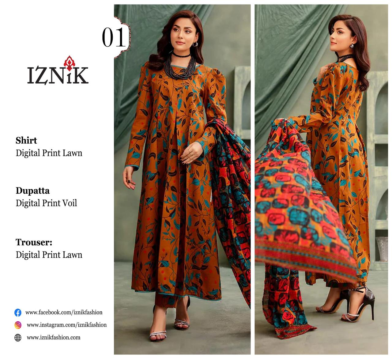 IZNIK LAWN THREE PIECE