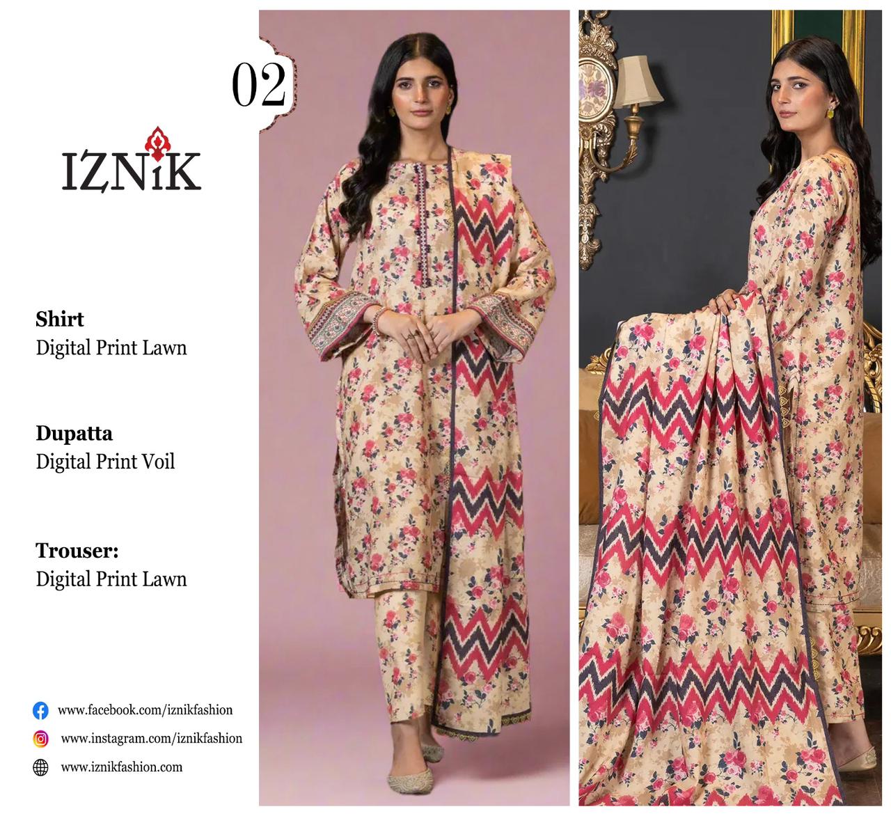 IZNIK LAWN THREE PIECE