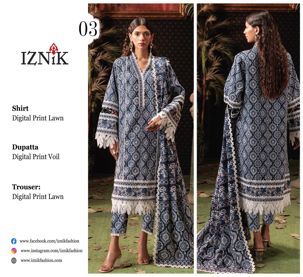 IZNIK LAWN THREE PIECE