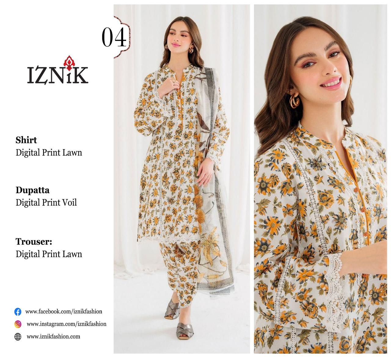 IZNIK LAWN THREE PIECE
