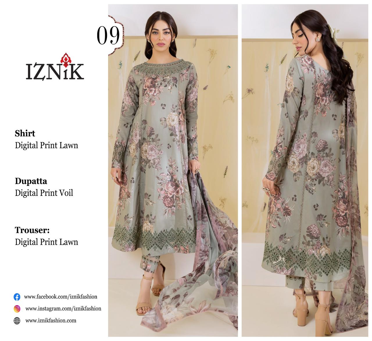 IZNIK LAWN THREE PIECE