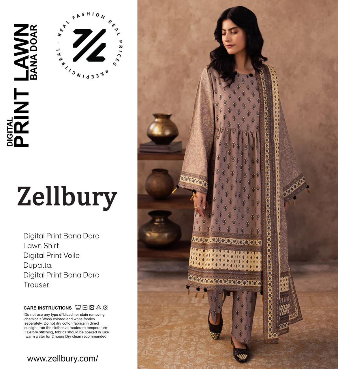 ZELLBURY DORYA LAWN THREE PIECE