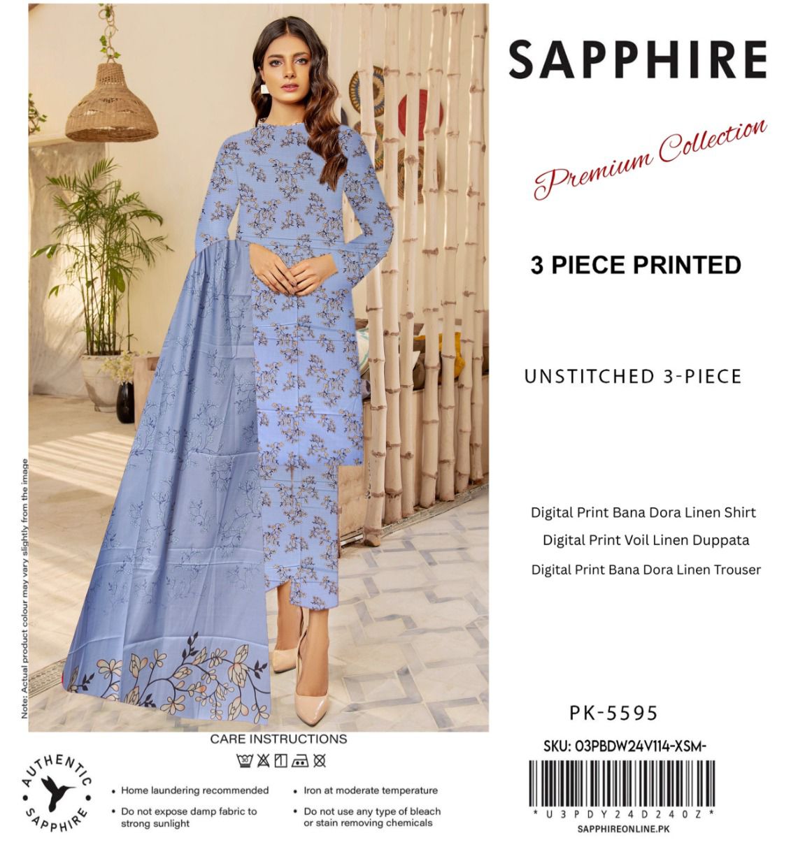 SAPPHIRE DORYA LINEN THREE PIECE