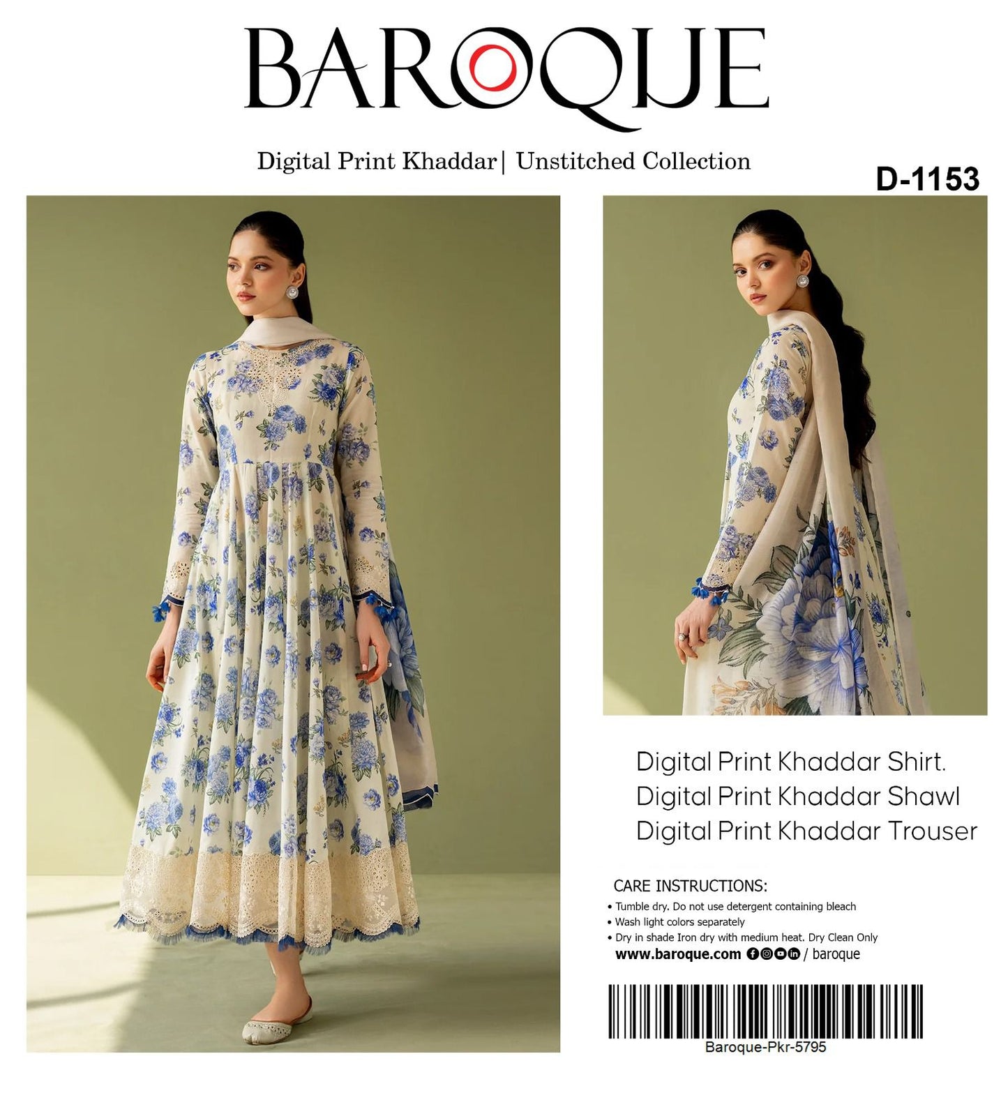 BAROQUE KHADDAR THREE PIECE