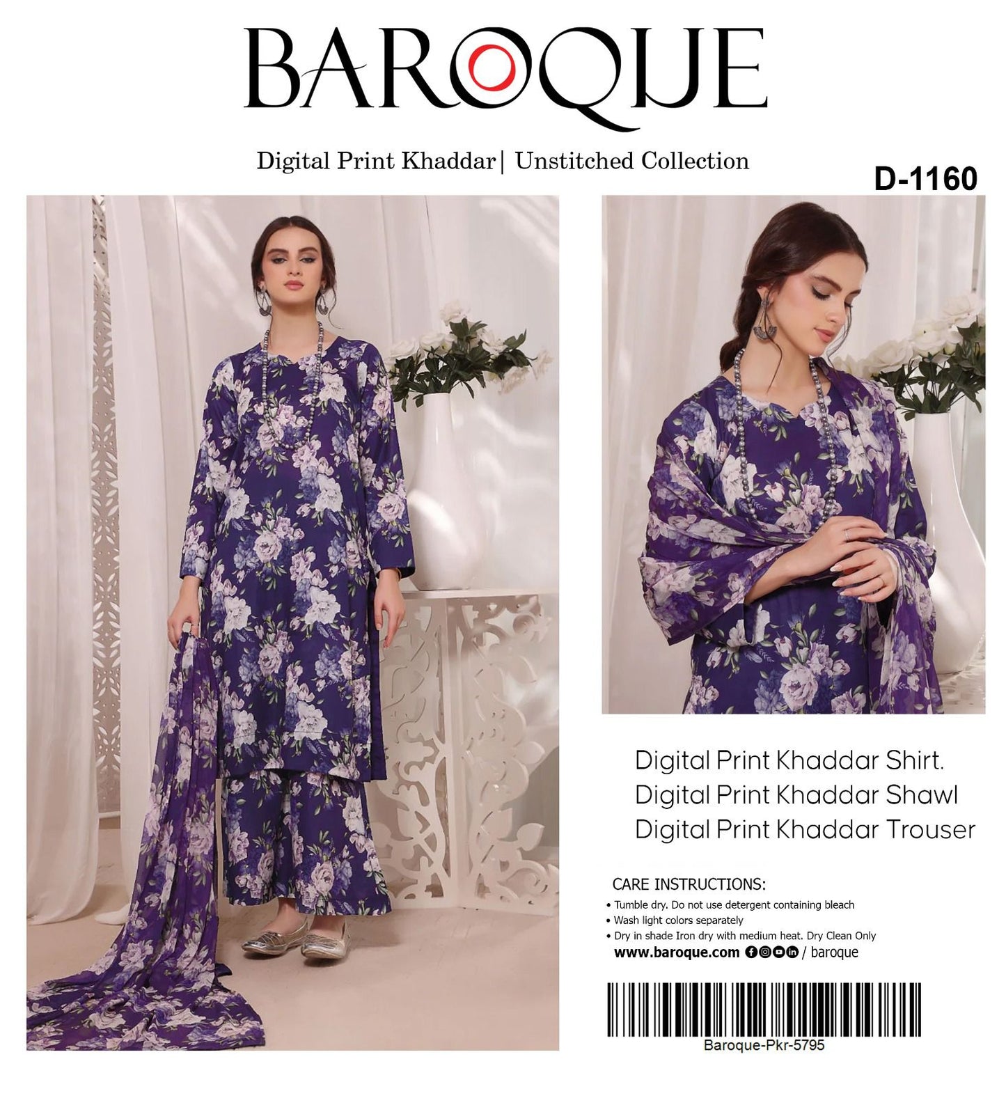 BAROQUE KHADDAR THREE PIECE