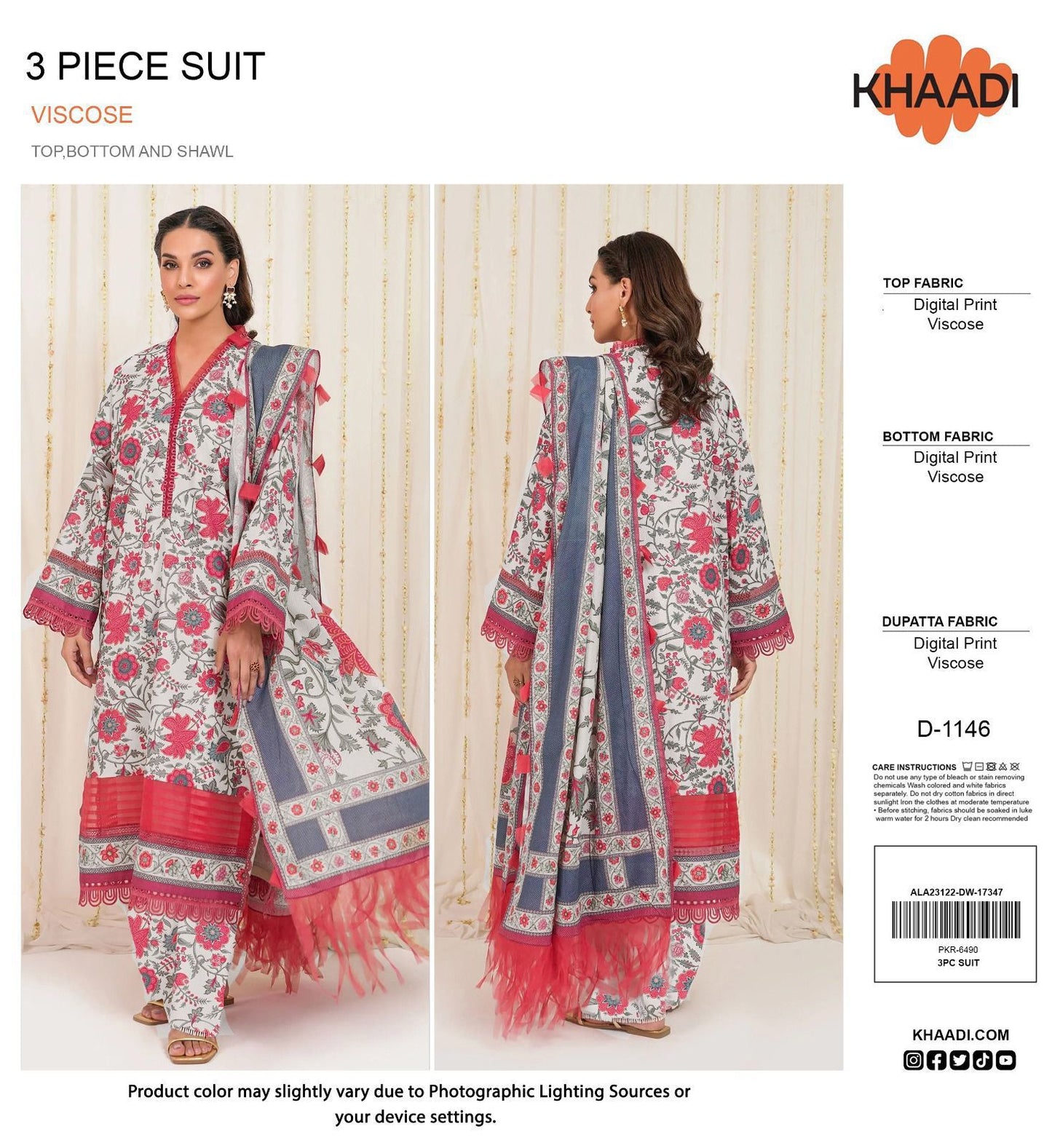 KHAADI LINEN VISCOSE THREE PIECE