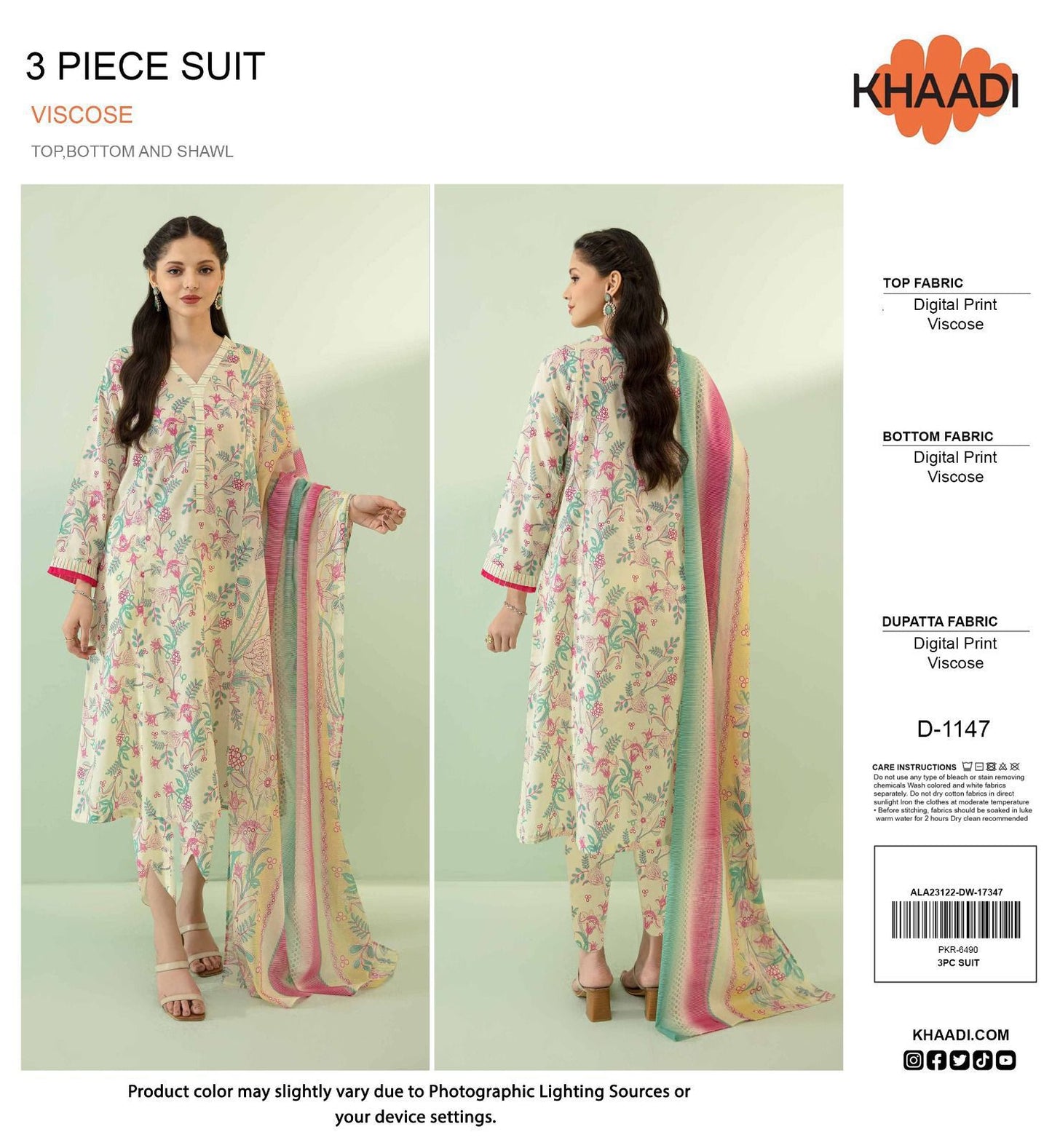 KHAADI LINEN VISCOSE THREE PIECE