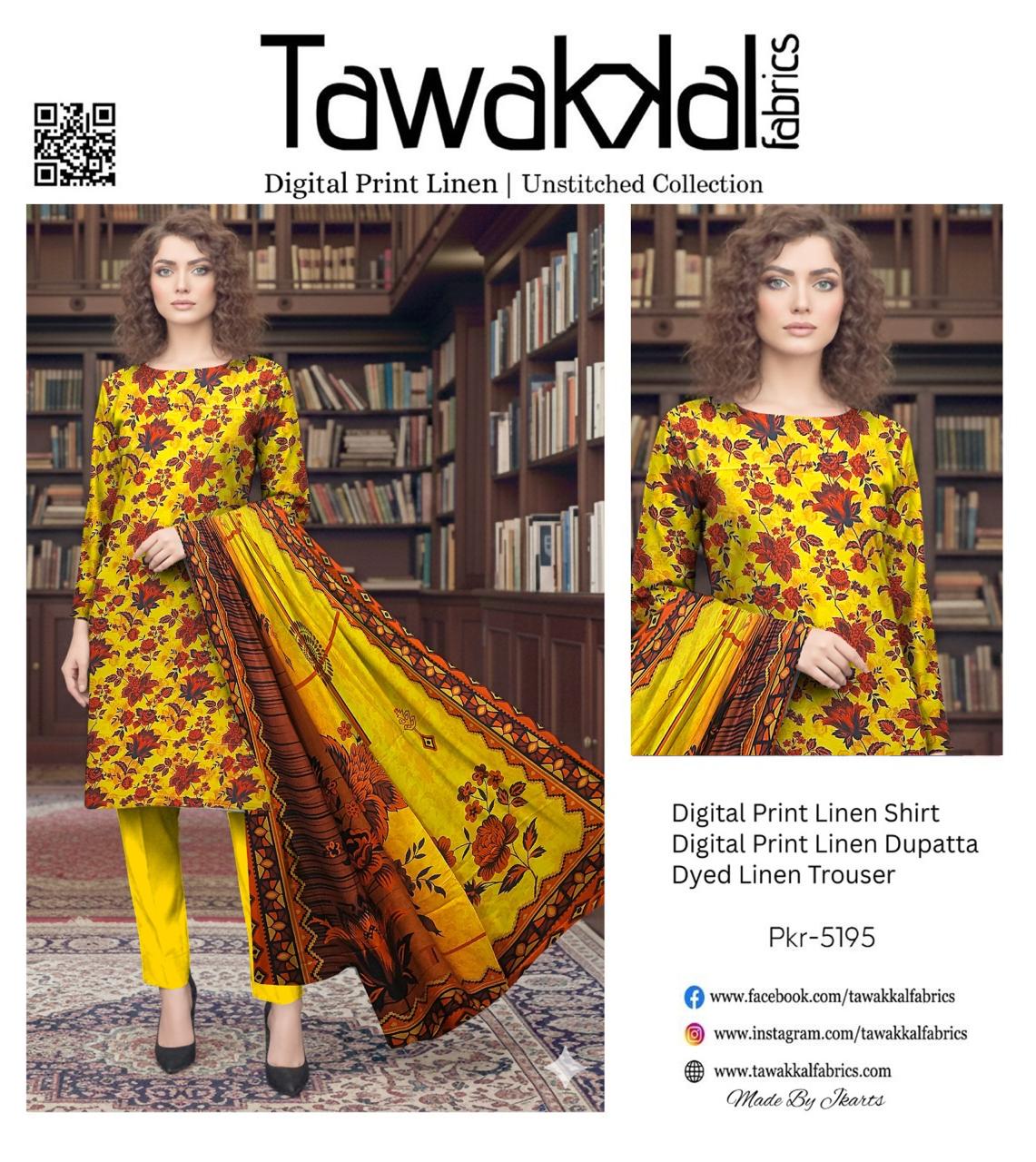 TAWAKAL LINEN THREE PIECE