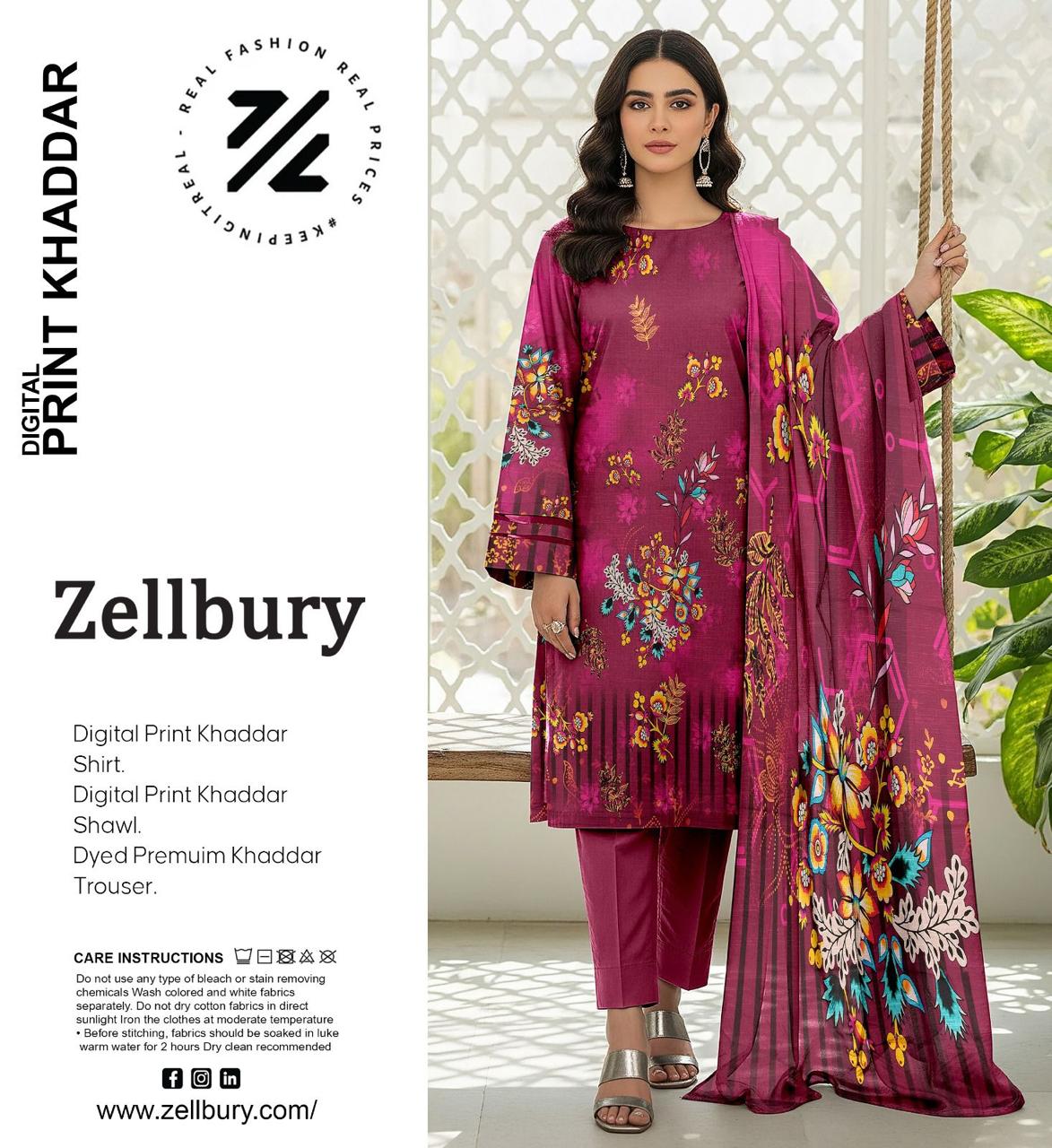 ZELLBURY KHADDAR THREE PIECE