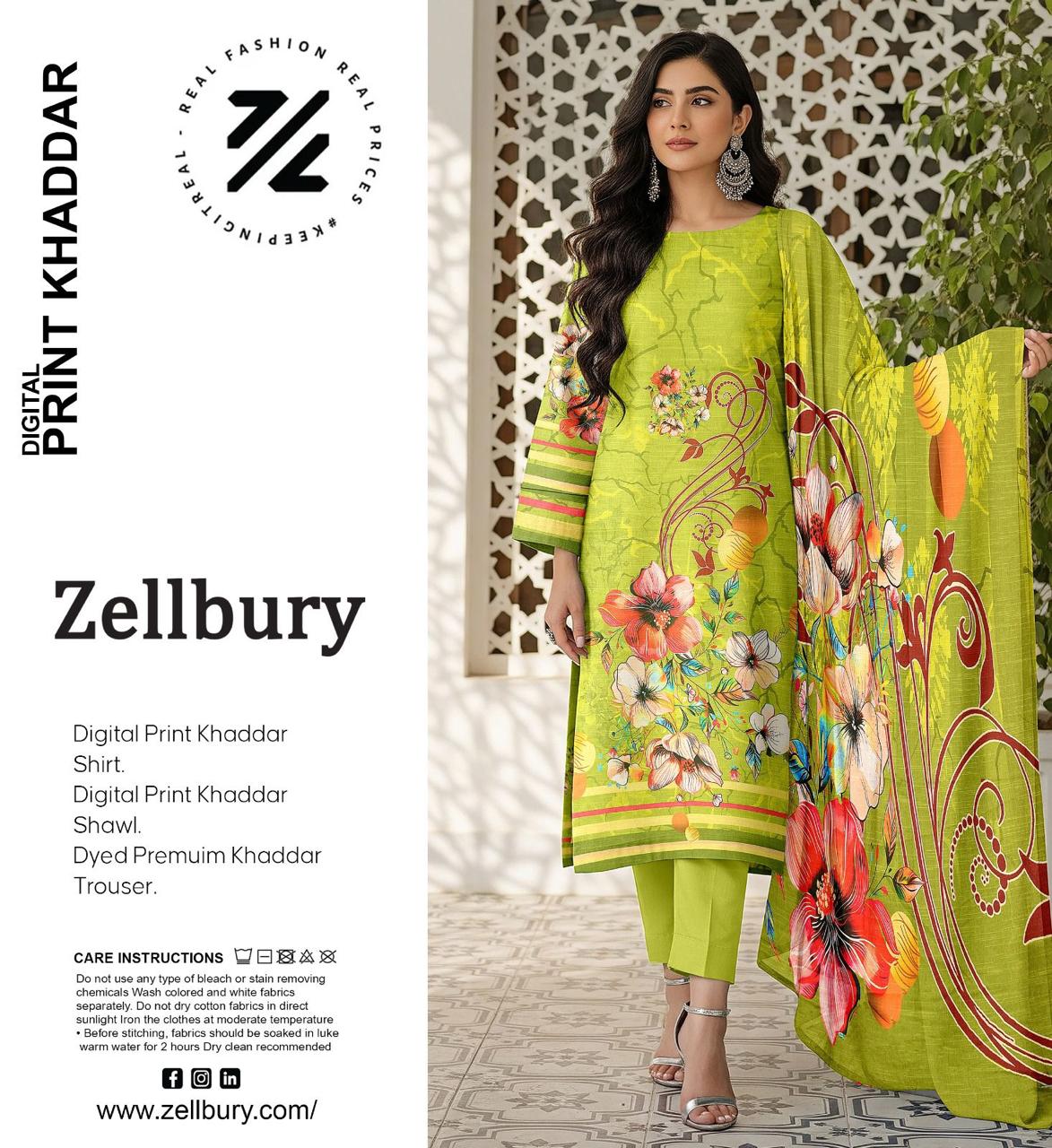 ZELLBURY KHADDAR THREE PIECE