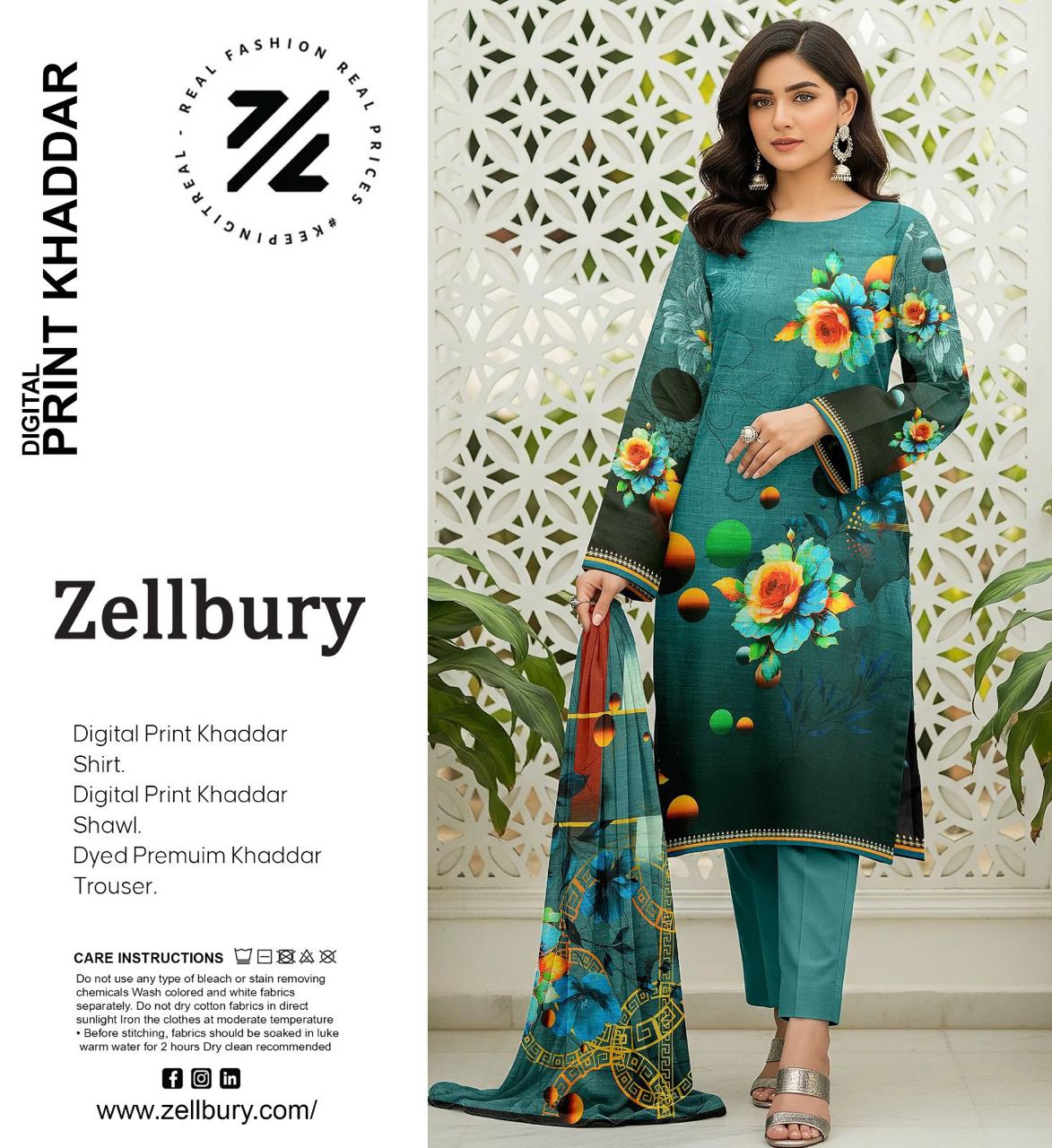 ZELLBURY KHADDAR THREE PIECE