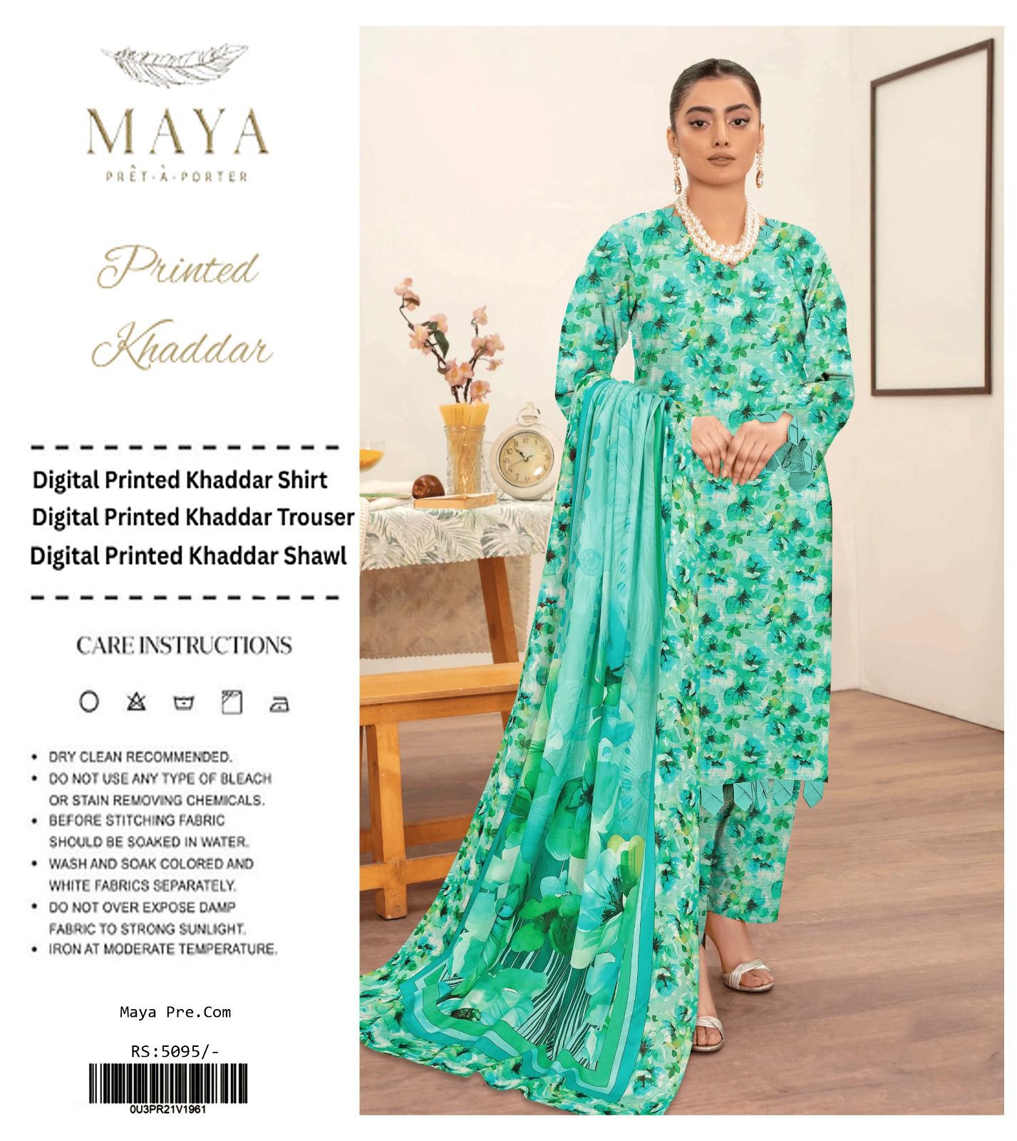 MAYA KHADDAR THREE PIECE
